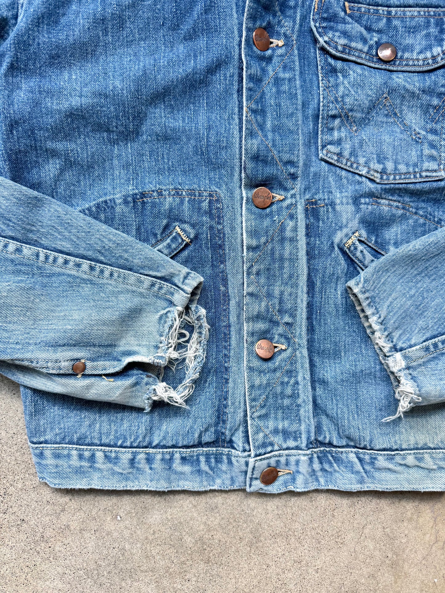 Vintage Wrangler Distressed Denim Jacket | Small
