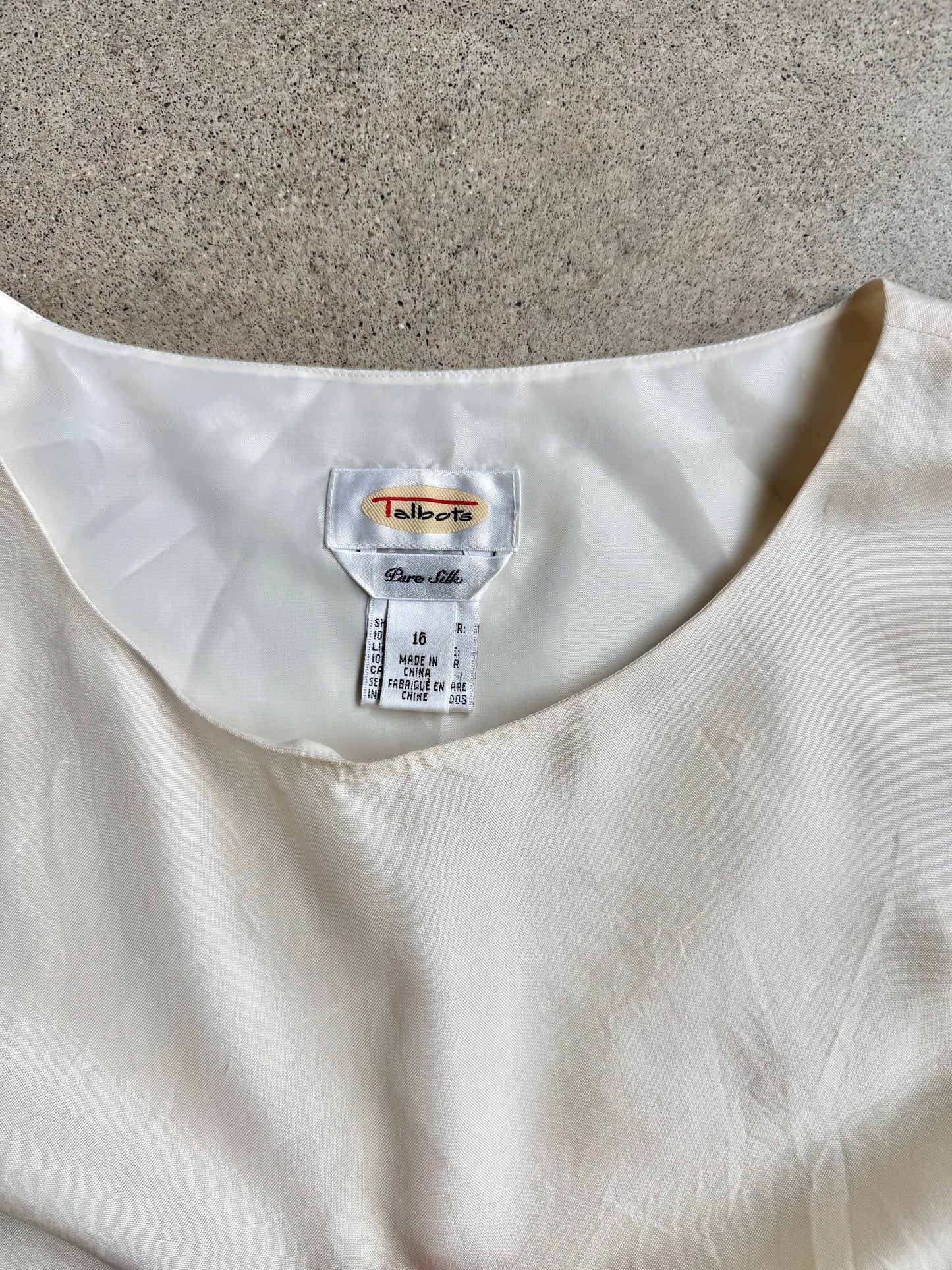 Vintage 1990s Talbots Cream Silk Shell Tank Top | XL