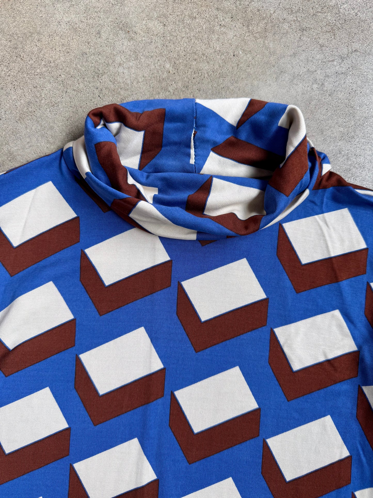 Vintage 1990s Diane Von Furstenberg 100% Silk Geometric Turtleneck Mini Dress | Small