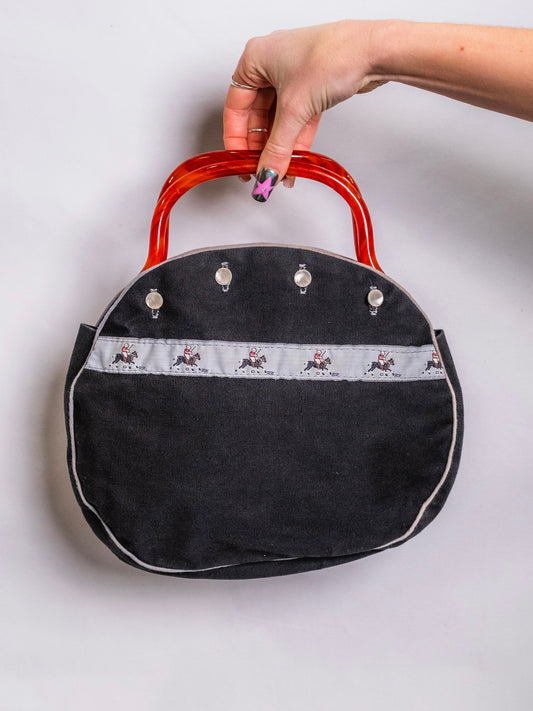 Vintage 1960s Lucite Handle Equestrian Polo Bermuda Bag