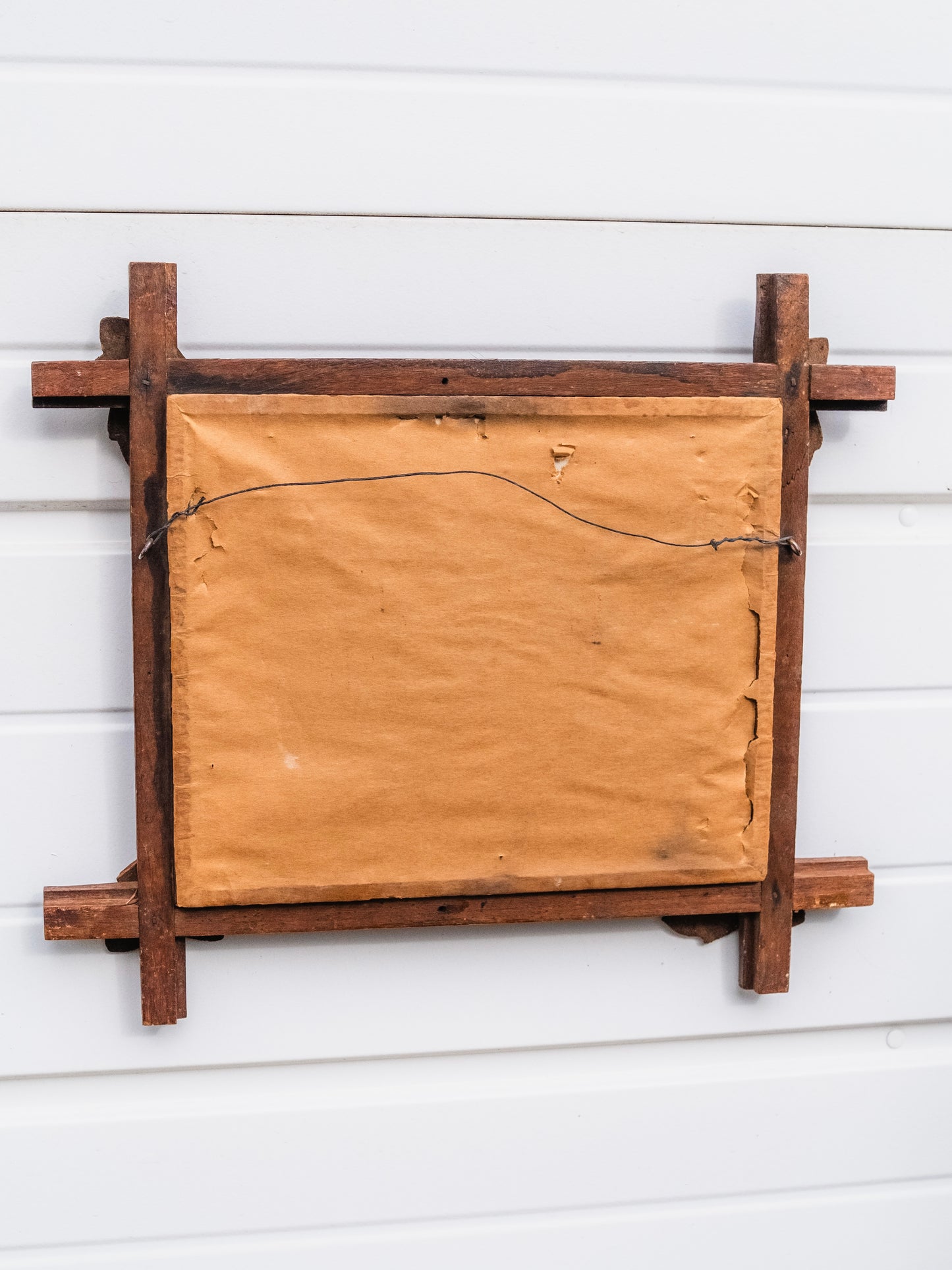 Vintage 1950s Oak Leaf Framed "Have a Nice Day" Blue Bird Cross Stitch Artwork