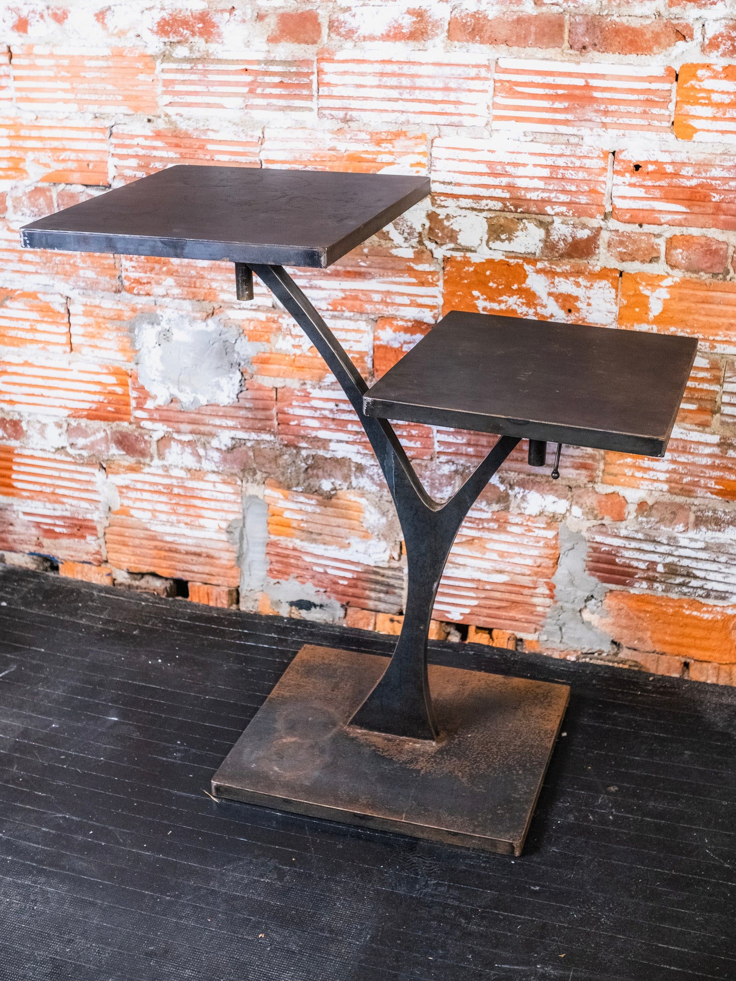 Vintage Steel Two-Tier Plant Stand