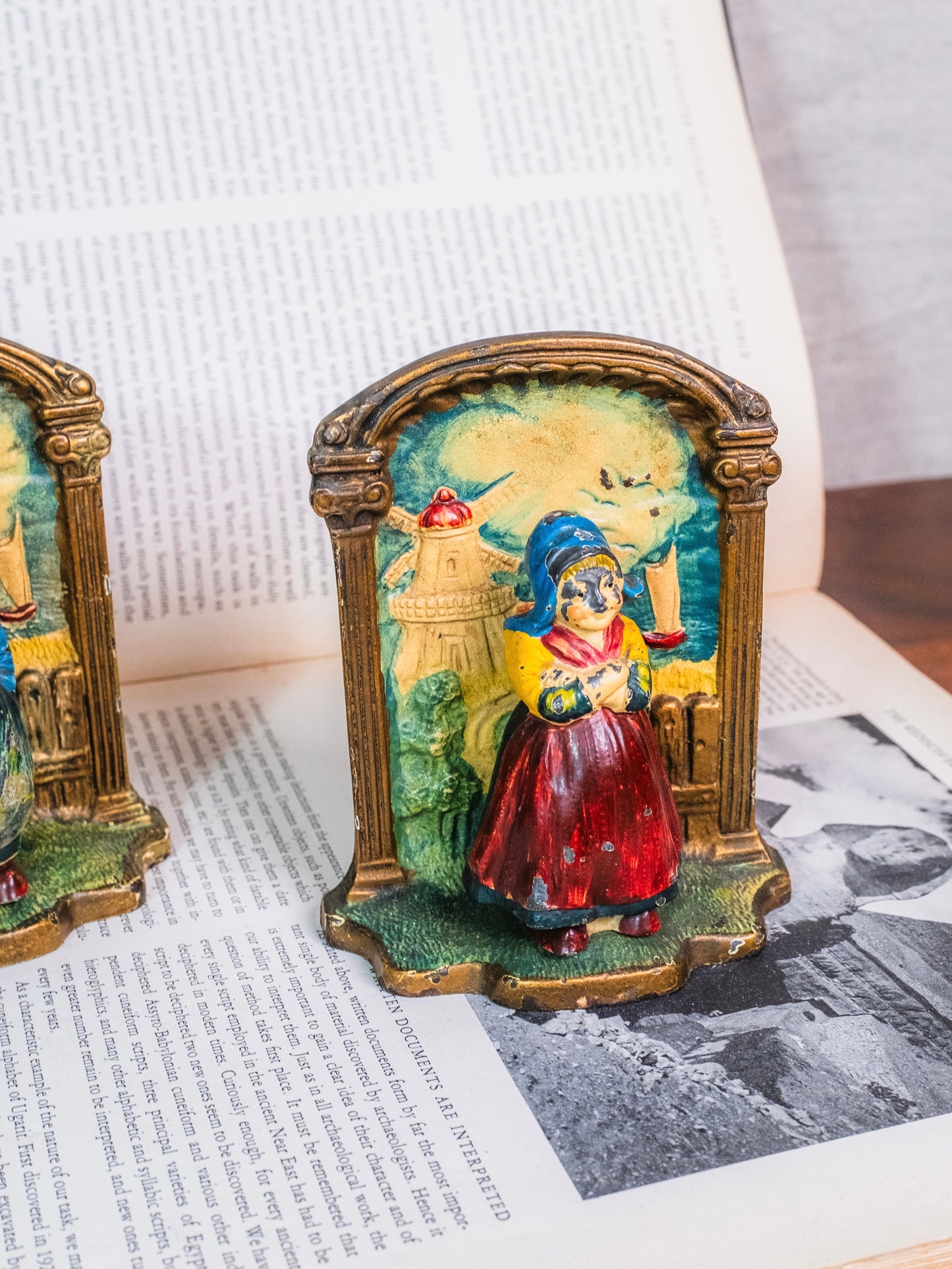Antique Hubley Cast Iron "Dutch Boy & Girl" Bookends | Set of 2