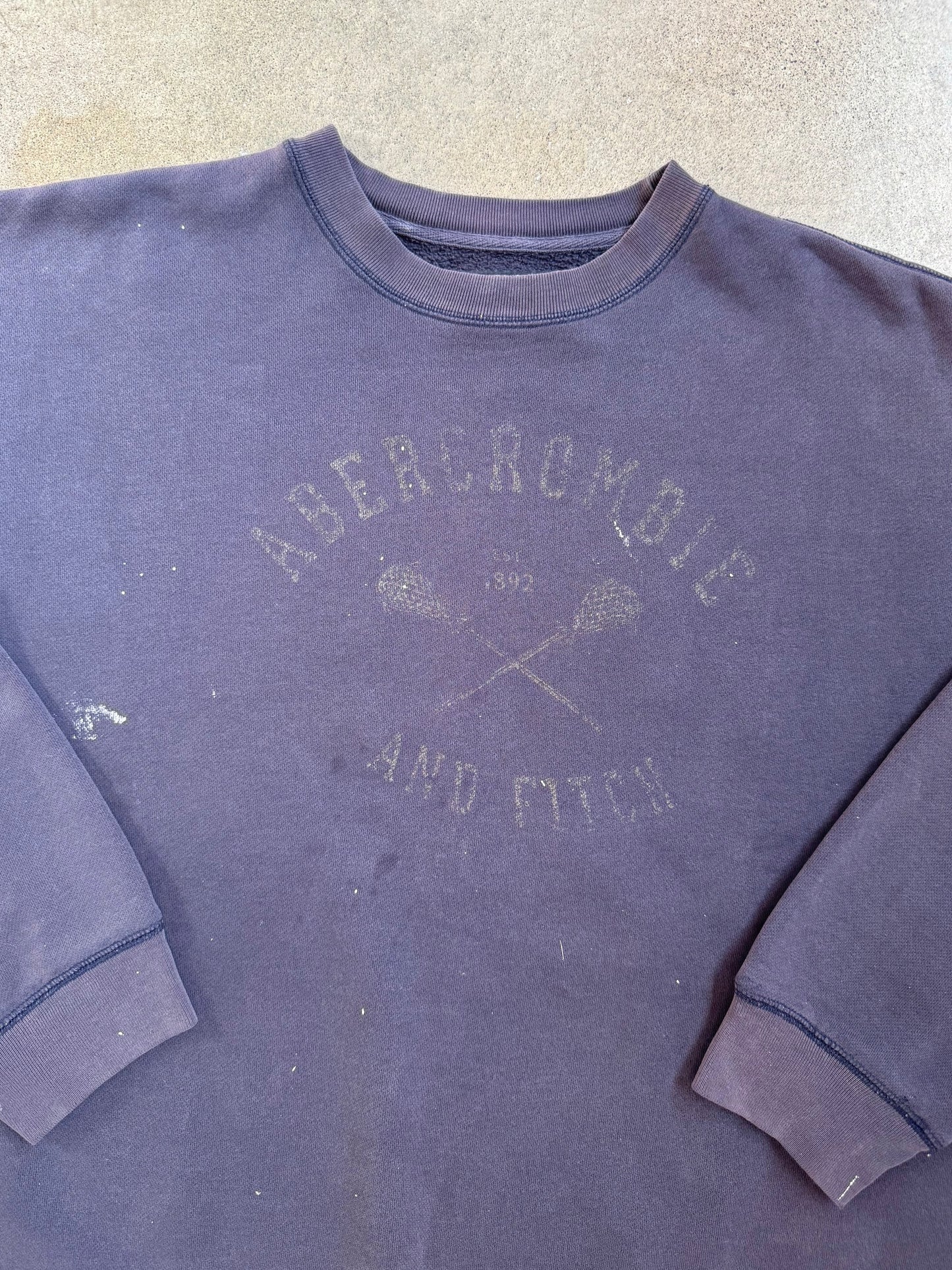 Vintage 1990s Abercrombie & Fitch Lacrosse Graphic Distressed Crewneck Sweatshirt | XL