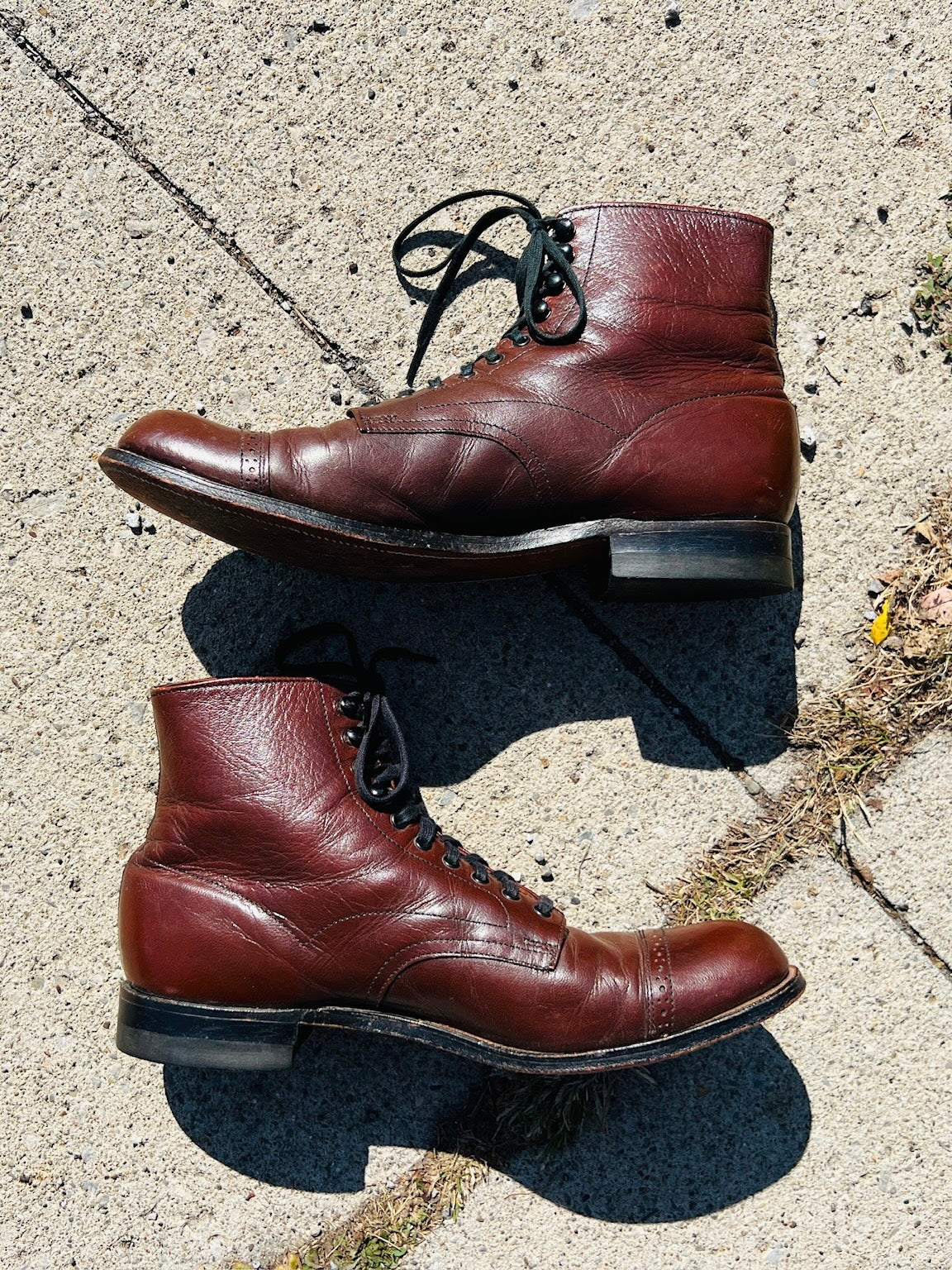 Vintage 1960s Stacy Adams Lace-Up Leather Ankle Boots | Men’s 7