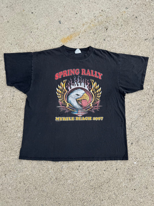 Vintage 1997 Myrtle Beach Spring Rally Distressed Motorcycle Graphic Tee | XL