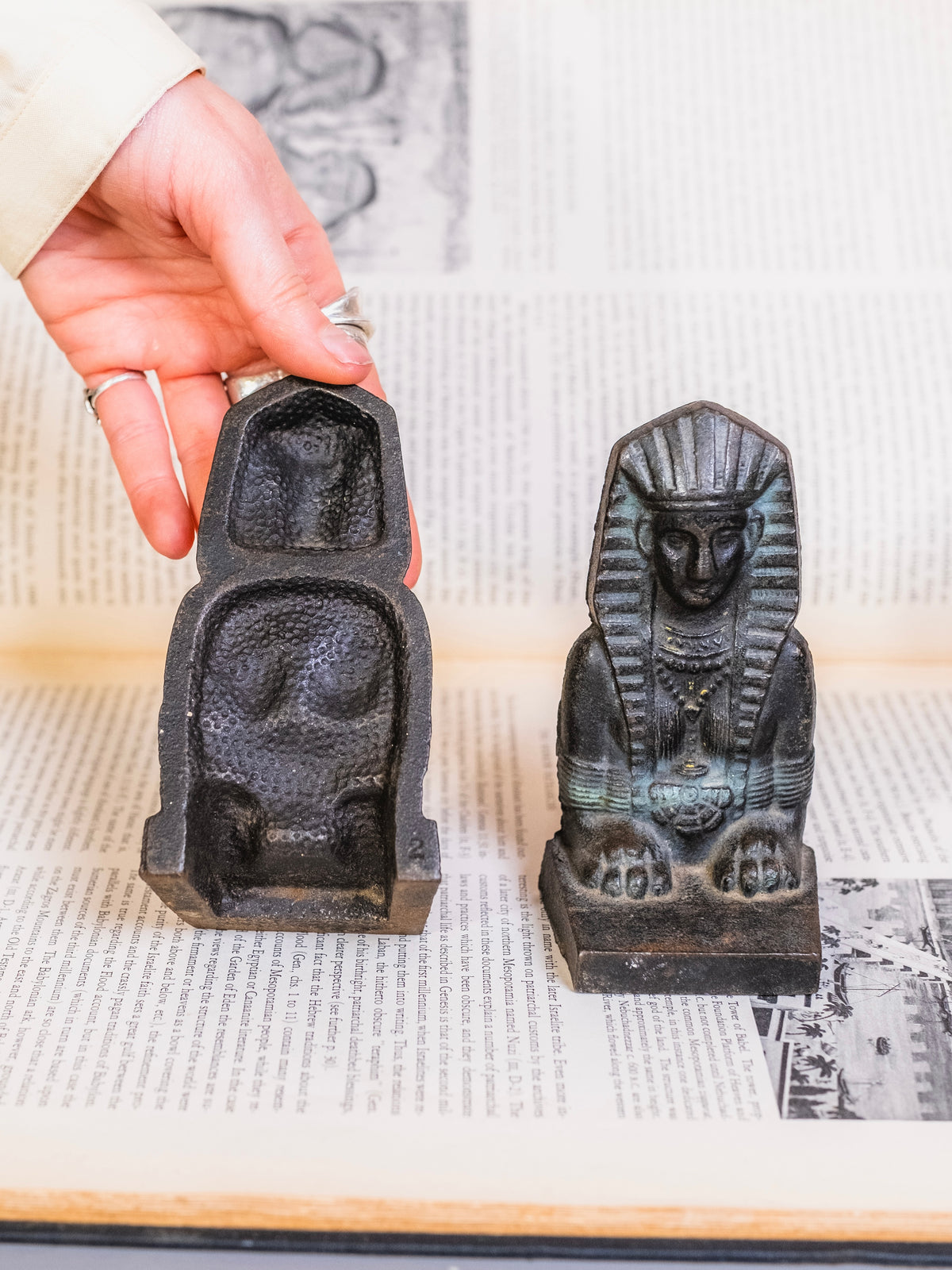 Antique 1920’s Cast Iron Egyptian Sphinx Bookends | Set of 2