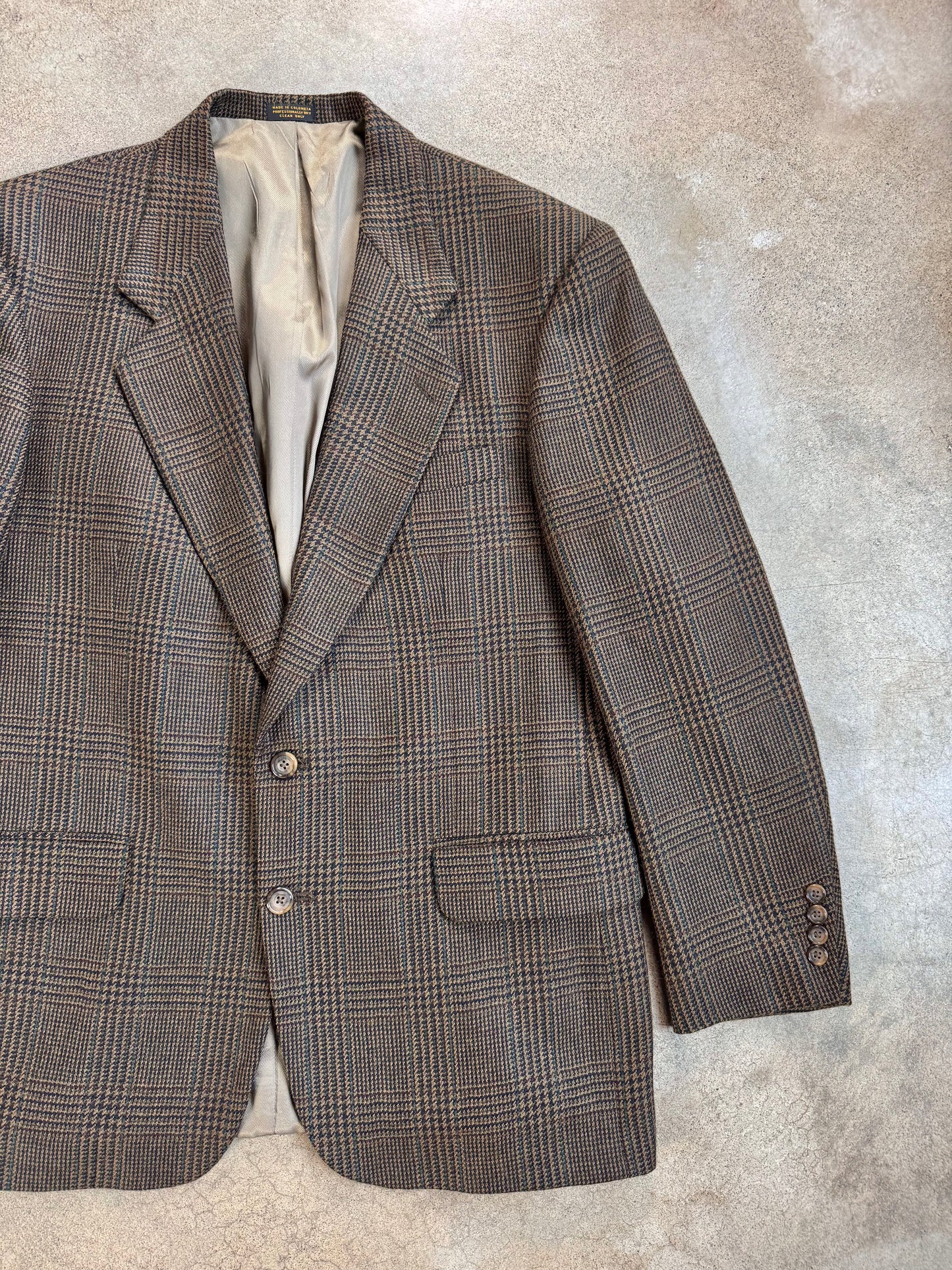 Vintage 1980s Oscar de la Renta Wool Glen Plaid Suit Jacket | 42R