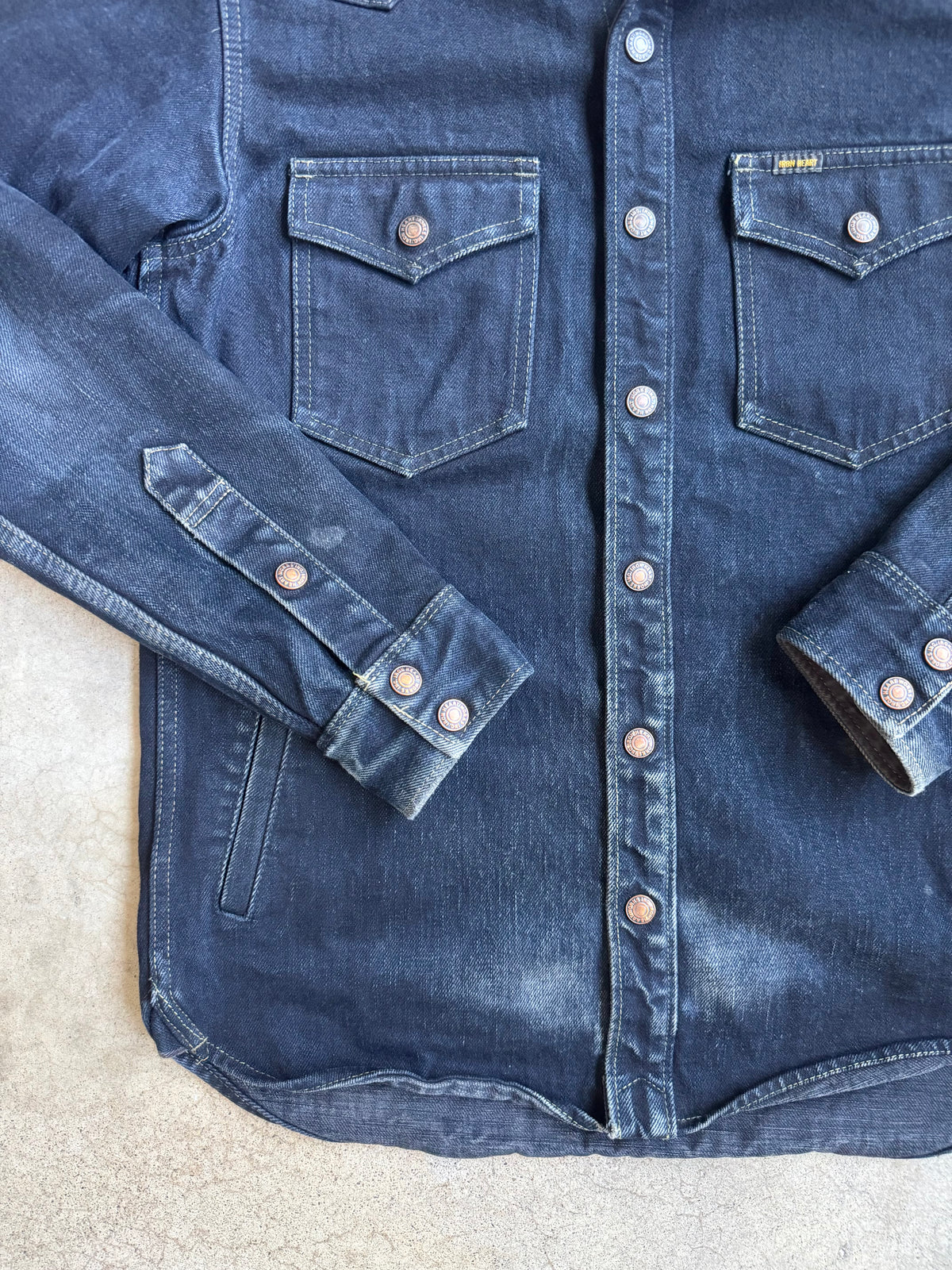 Iron Heart Japanese Selvedge Denim Overdyed CPO Shirt | Medium