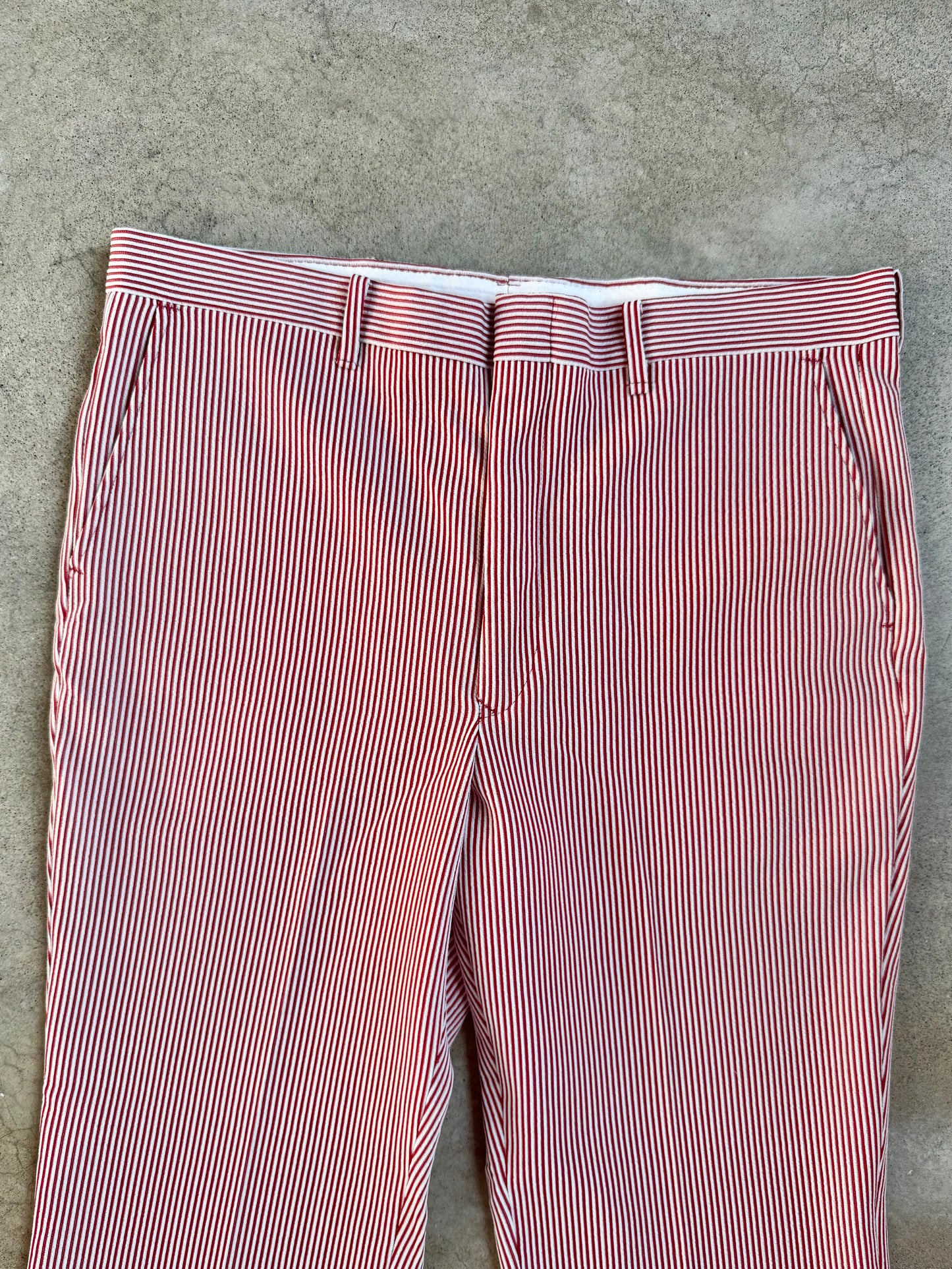 Vintage 1970s Sears Perma-Prest Red & White Striped Trousers | Waist 36”