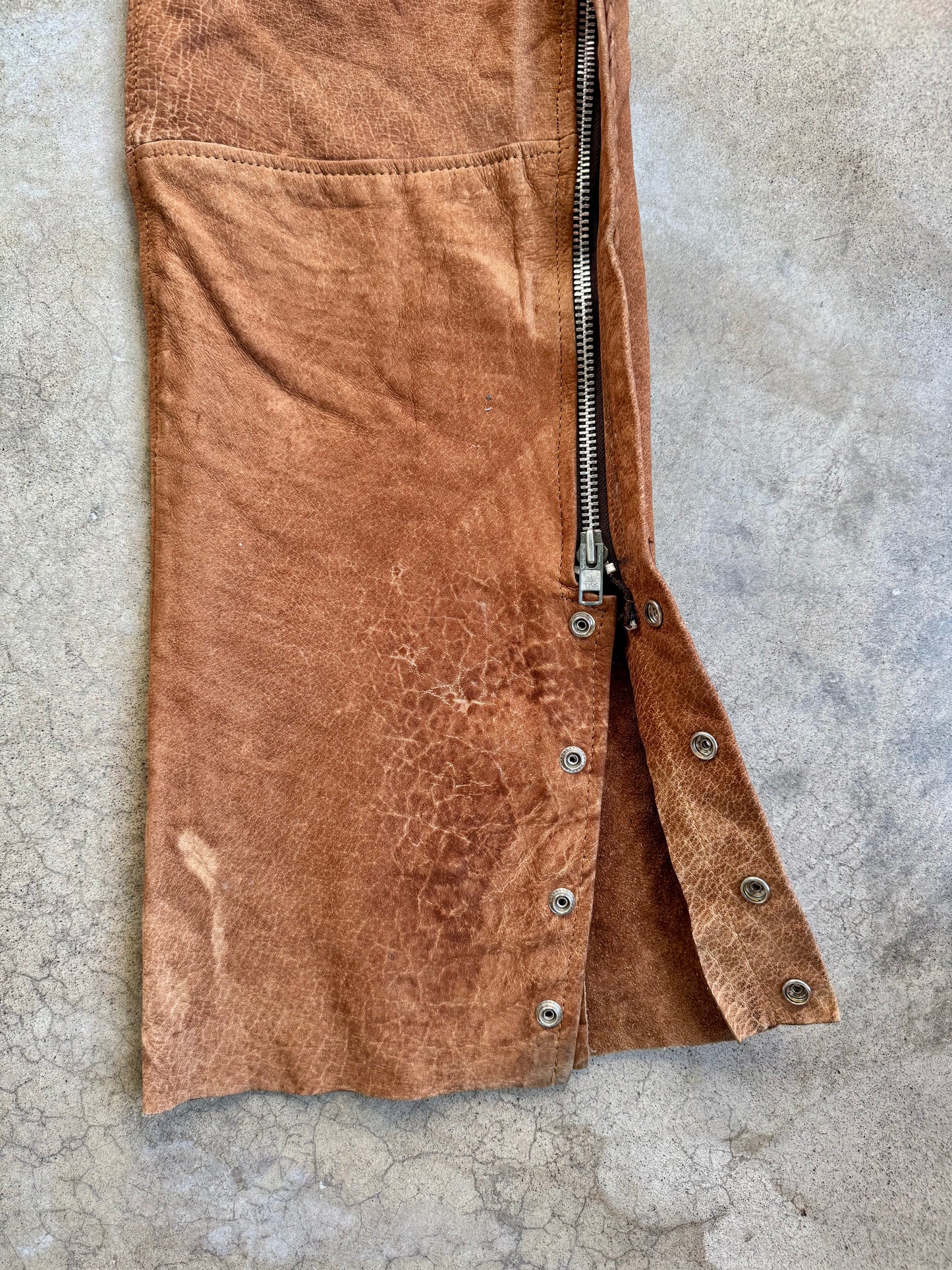 Vintage 1990s Leather Wear Brown Suede Western Chaps | XXL