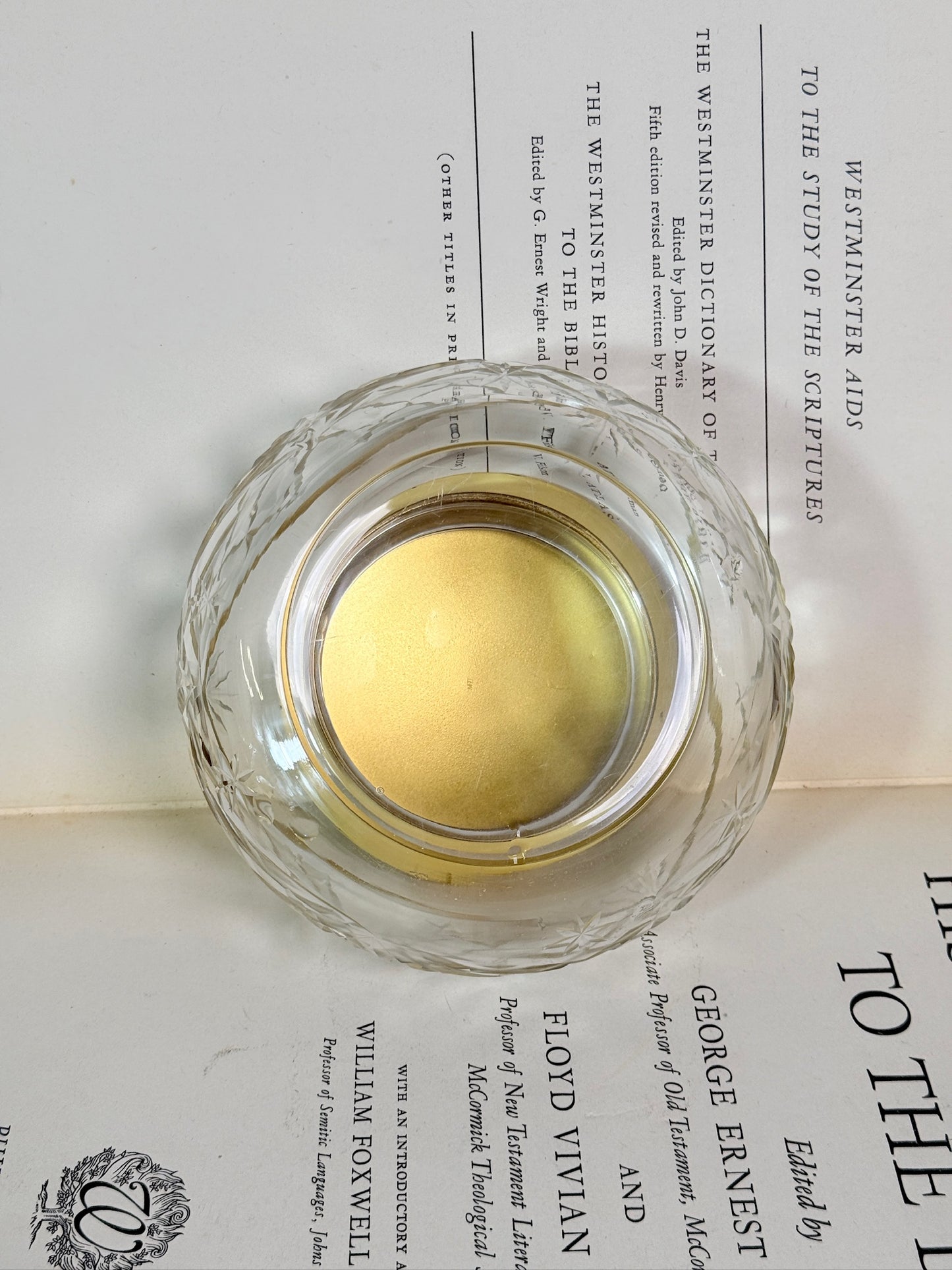 Antique 1920s Cut Crystal & Brass Lid Vanity Jar