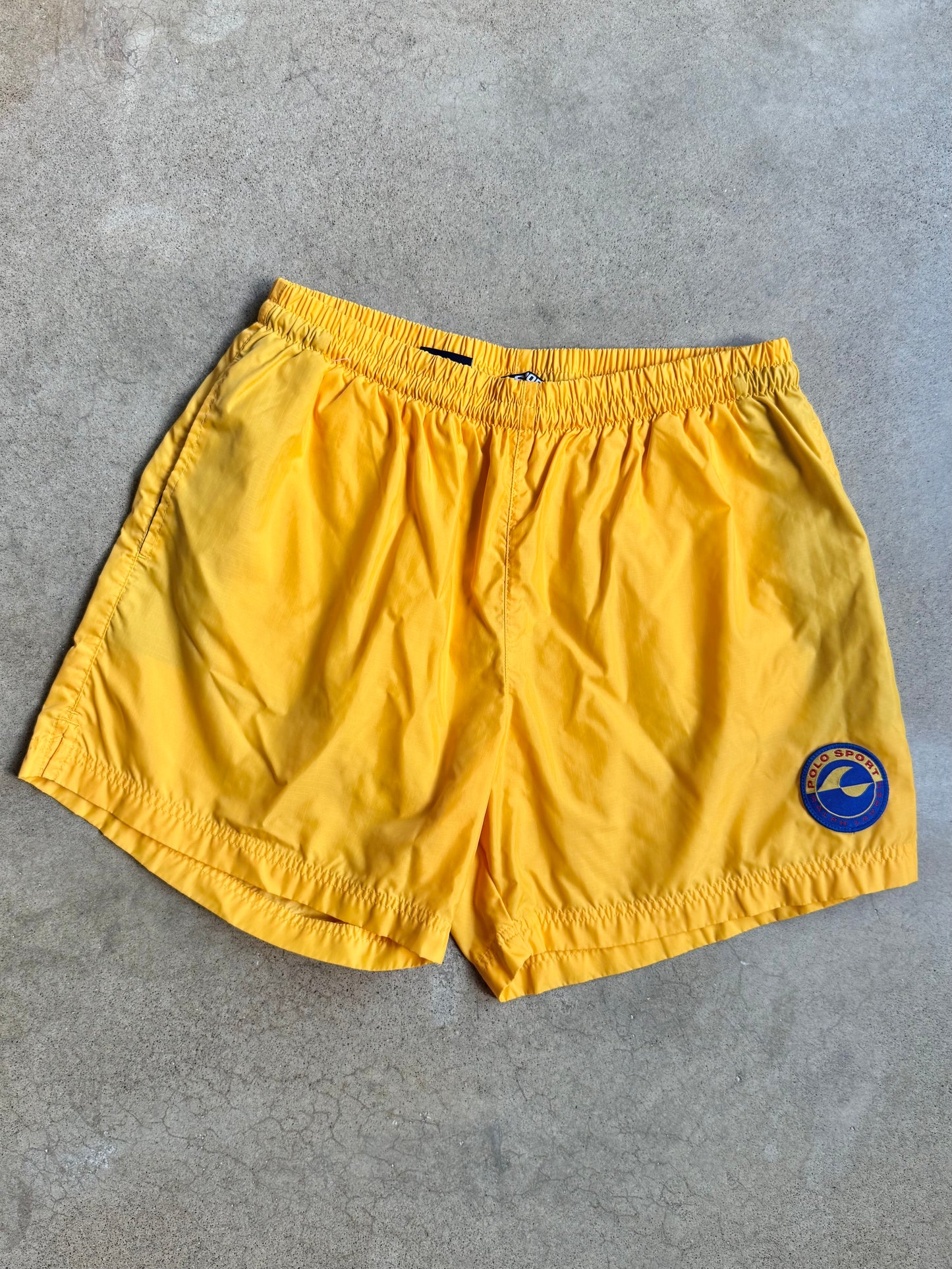Vintage 2000s Polo Sport Yellow Nylon Swim Shorts | XL