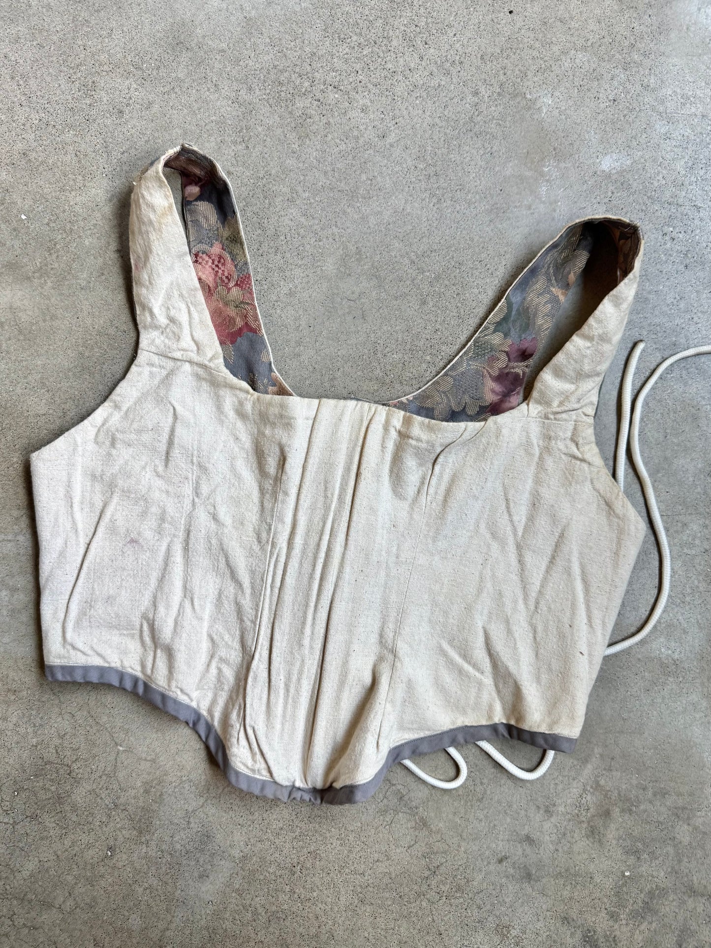 Vintage Handmade Theatre Floral Tapestry Corset Top | L/XL