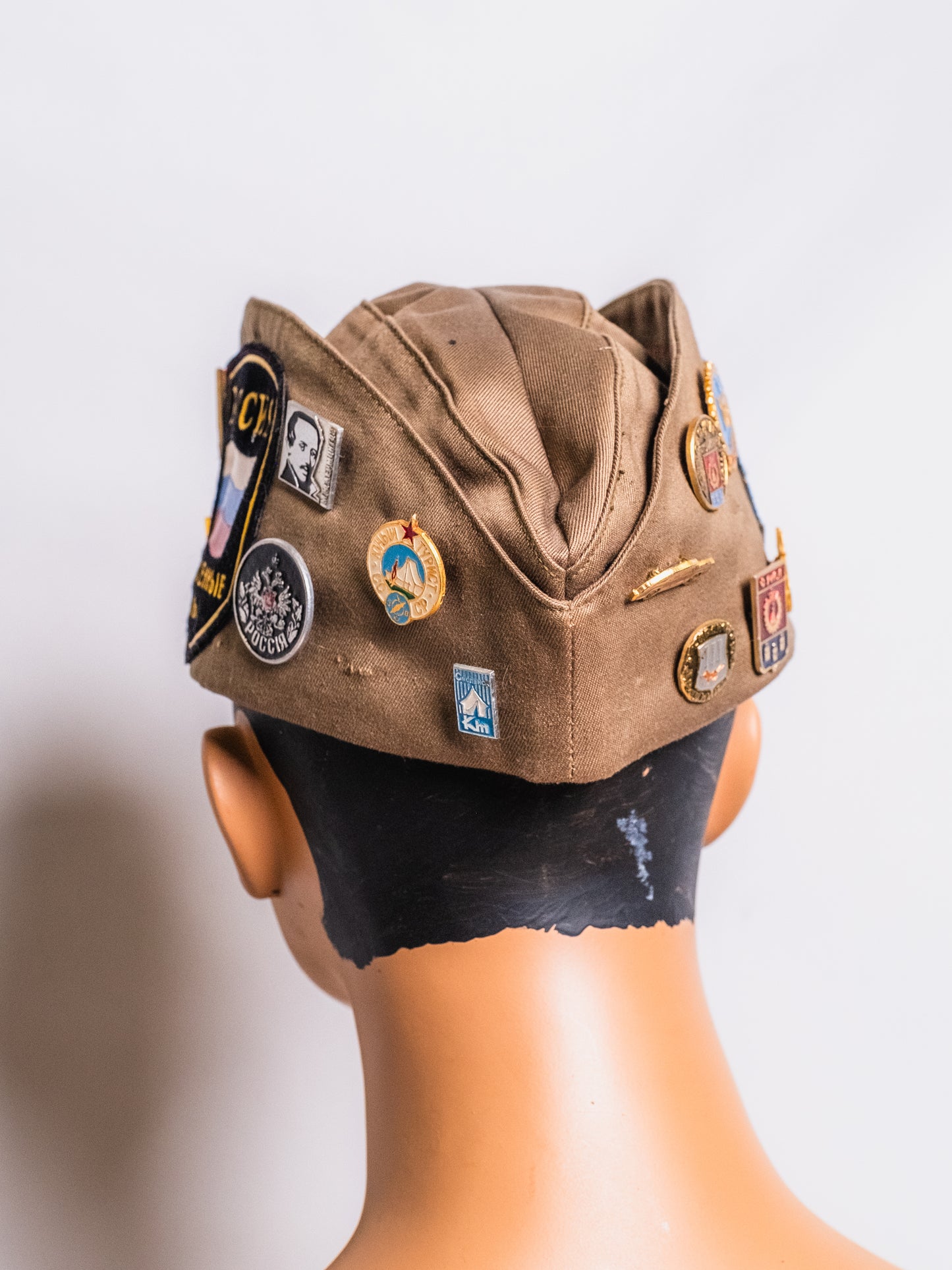 Vintage Russian Soviet USSR Military Hat w/ Pins