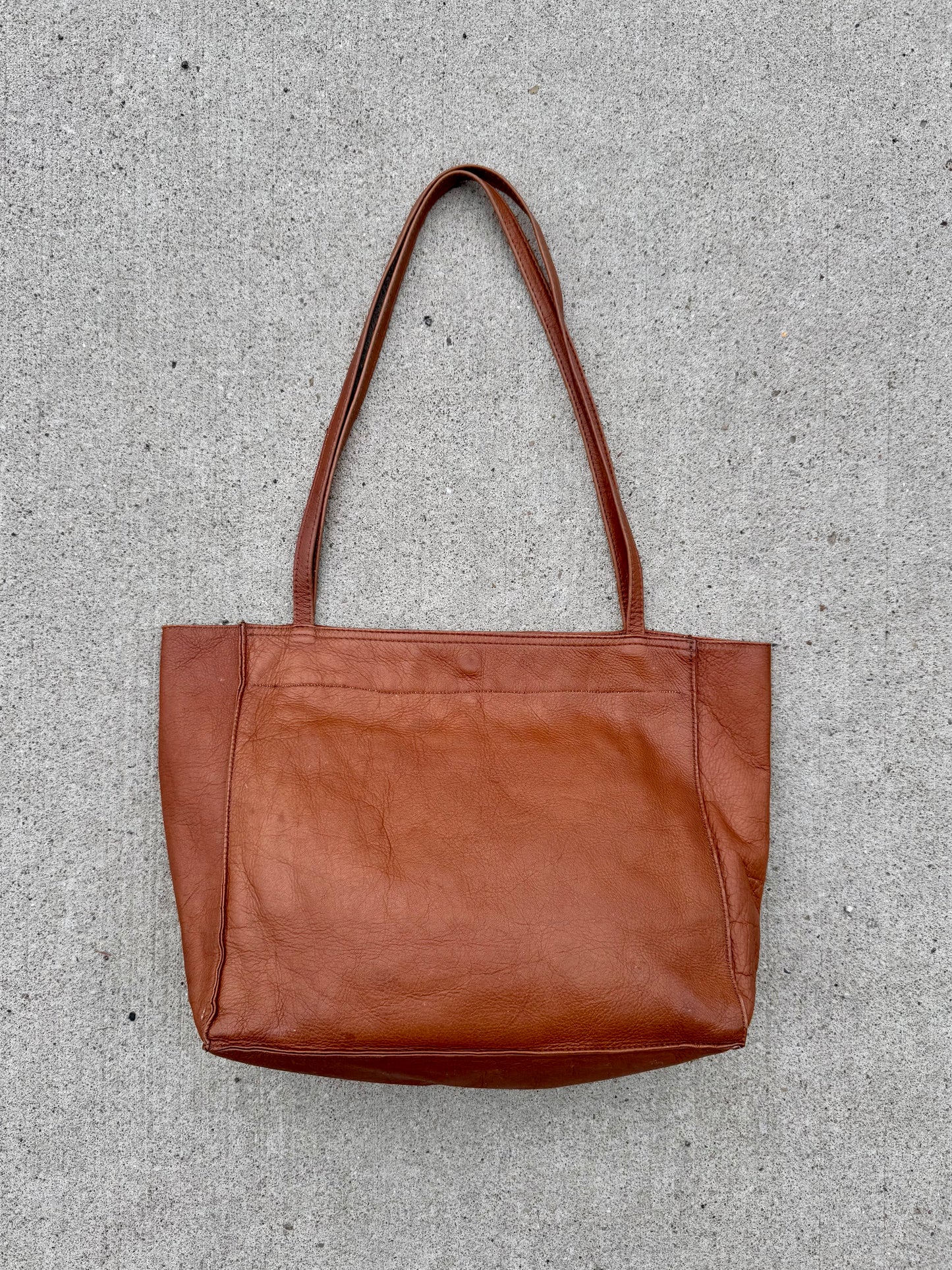 Vintage 1970s/80s Brown Leather Market Bag