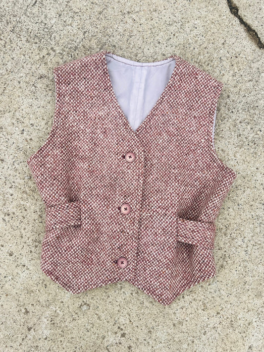 Vintage 1970s Purple/Brown Tweed Belted Vest | Small