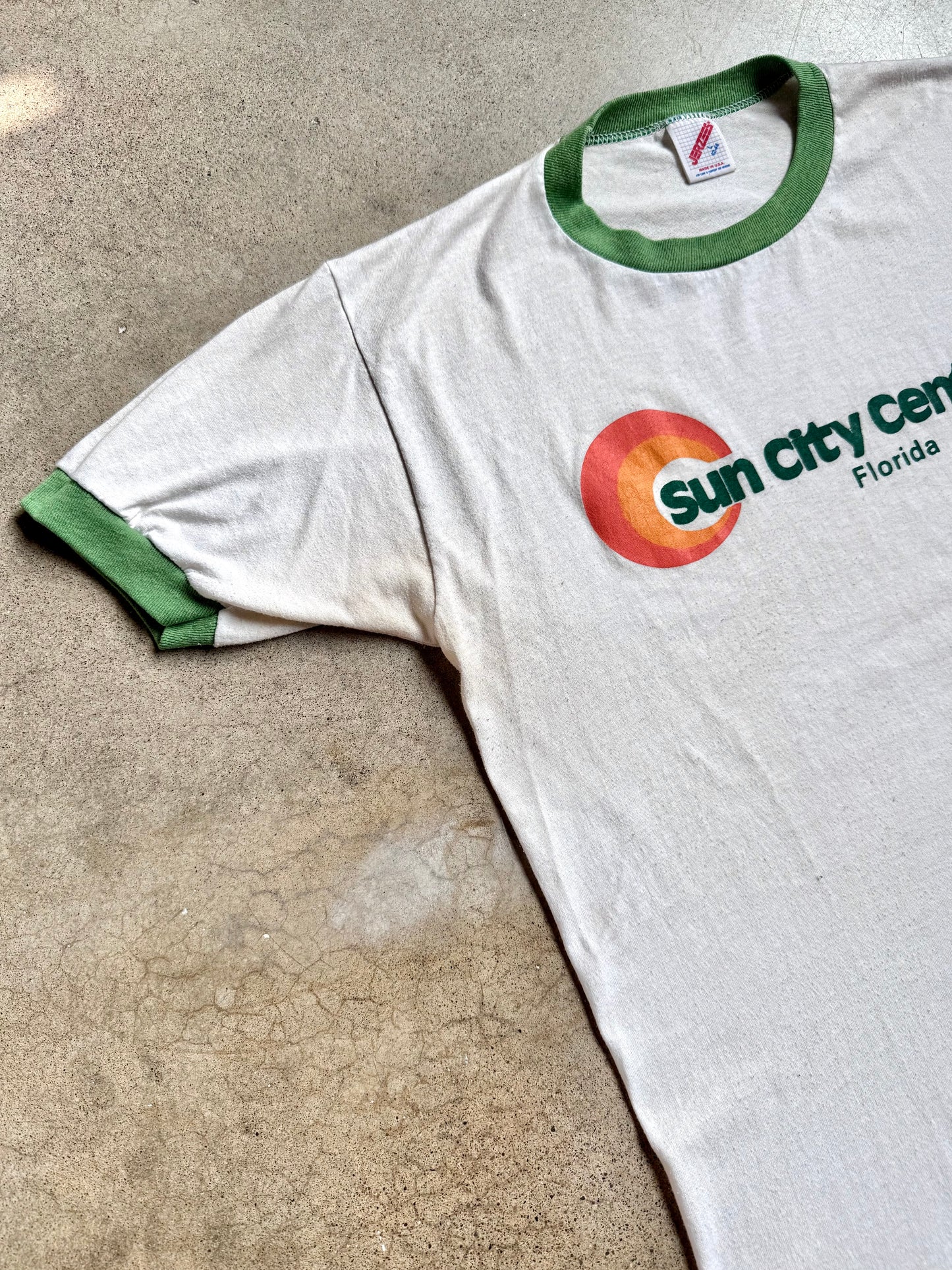Vintage 1980s Sun City Center Florida Ringer Tee | Large