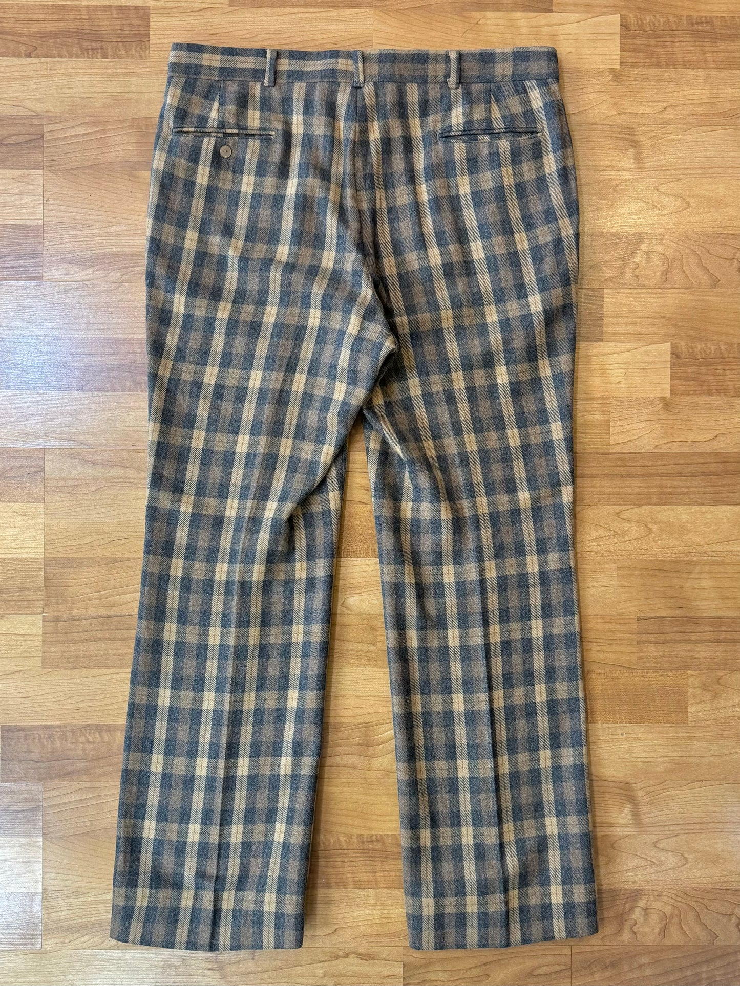 Vintage 1970s Kuppenheimer Plaid Wool Trousers | Waist 36”