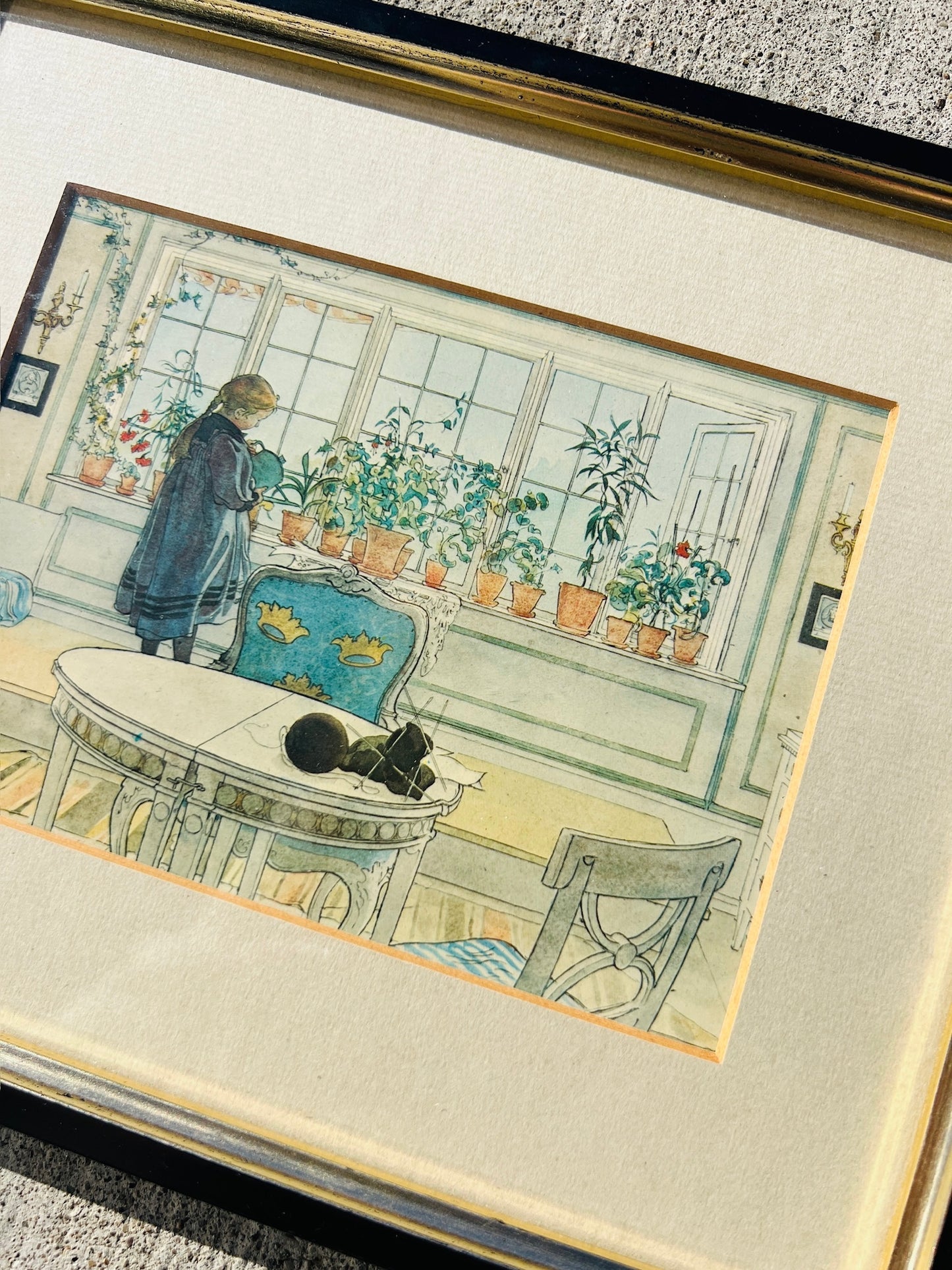 Vintage Carl Larsson “Flowers on the Windowsill” Framed Print