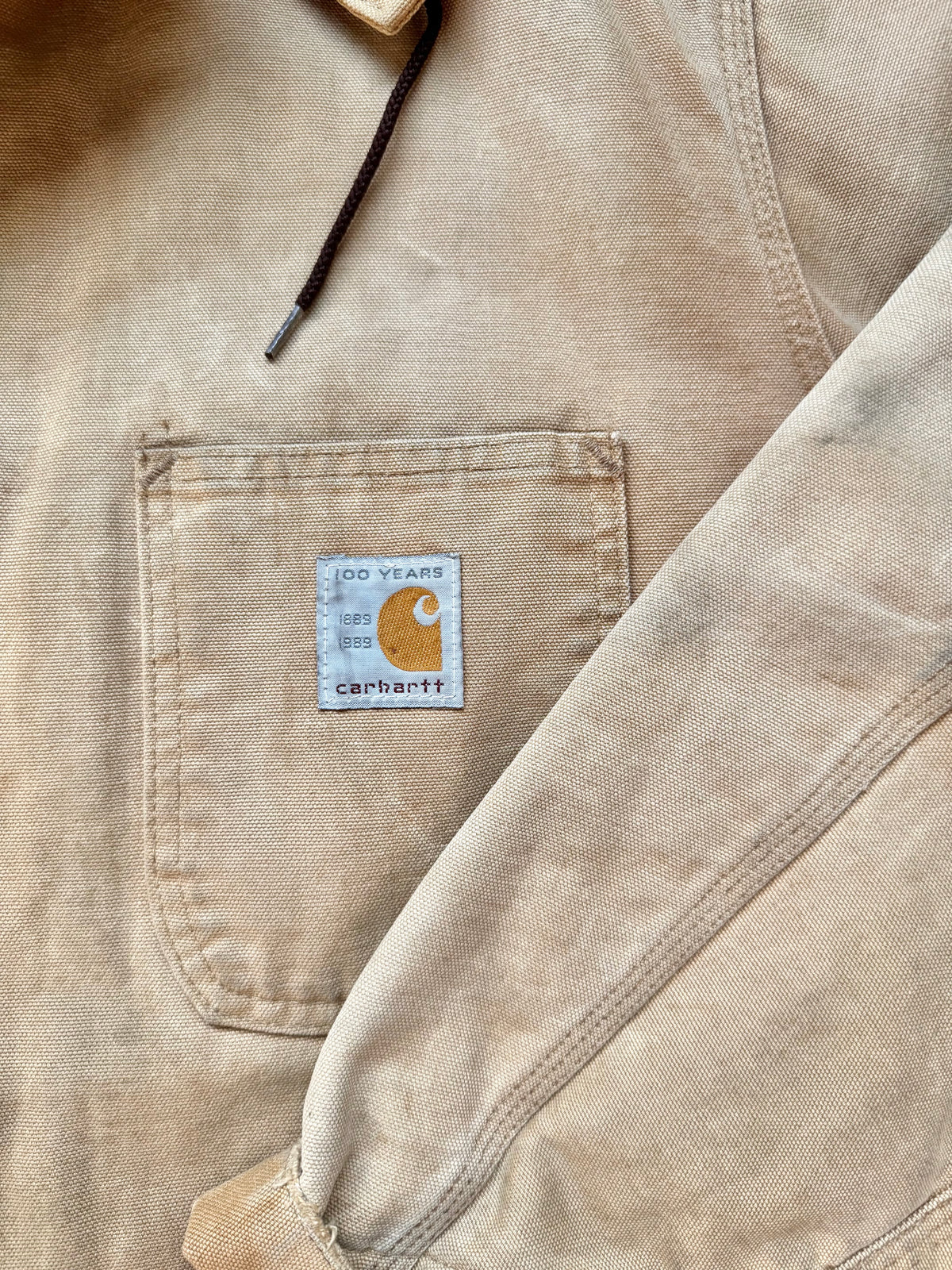 Vintage 1989 Carhartt “100 Years” Insulated Duck Canvas Hooded Chore Coat | Large