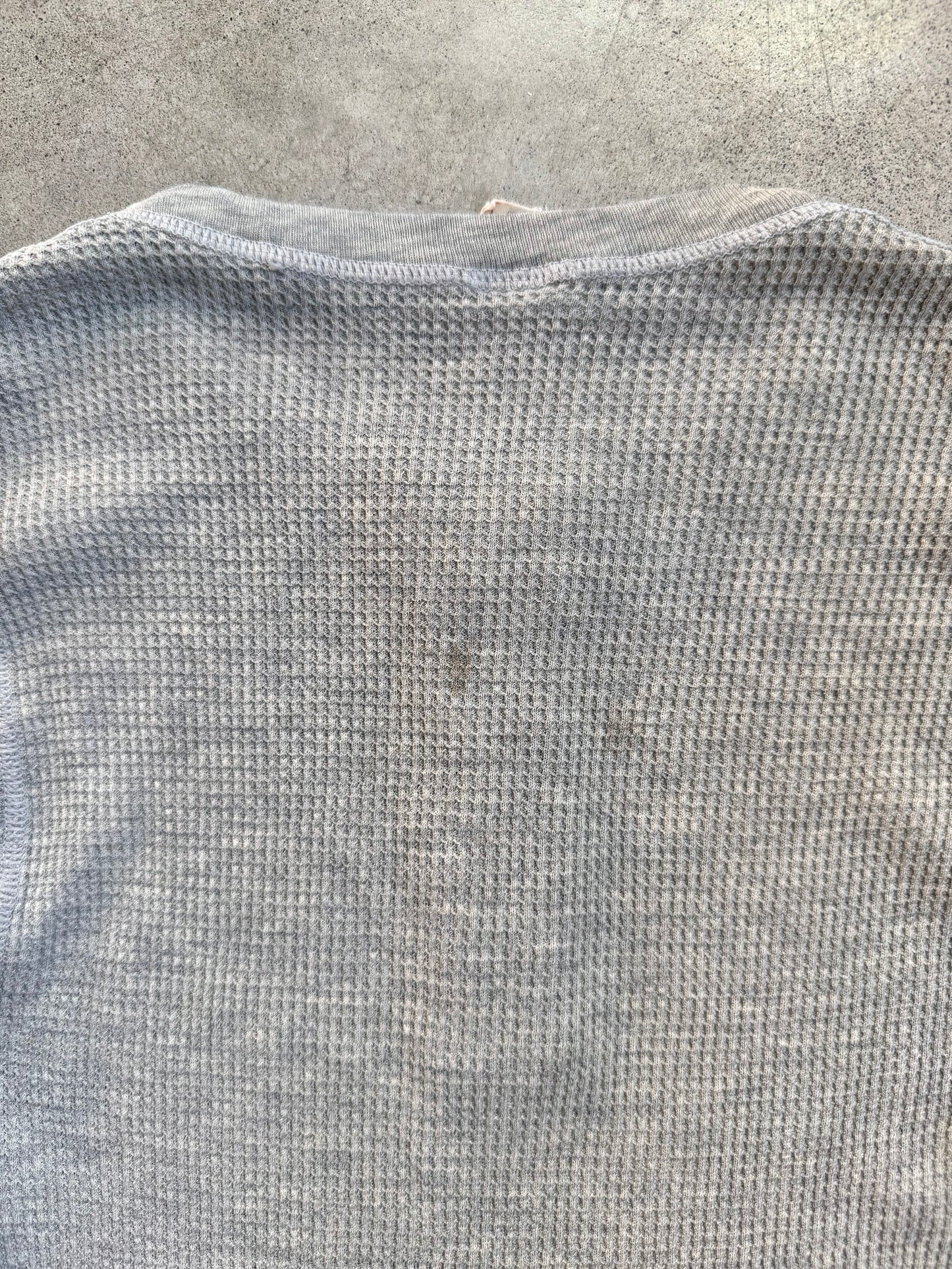 Vintage 1980s JE Morgan Grey Henley Waffle Thermal | Large