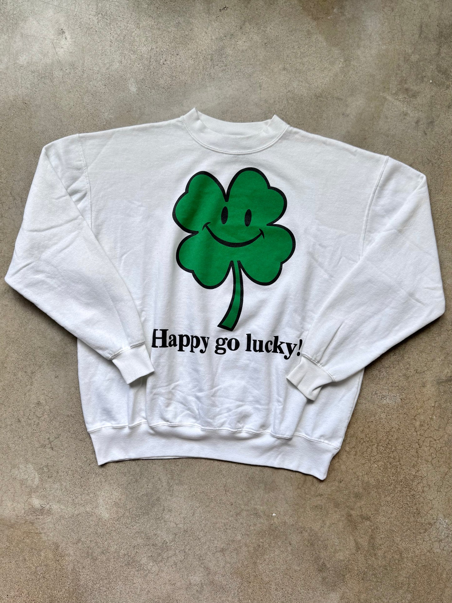 Vintage 1990s Joe Boxer “Happy Go Lucky!” Graphic Crewneck Sweatshirt | XL