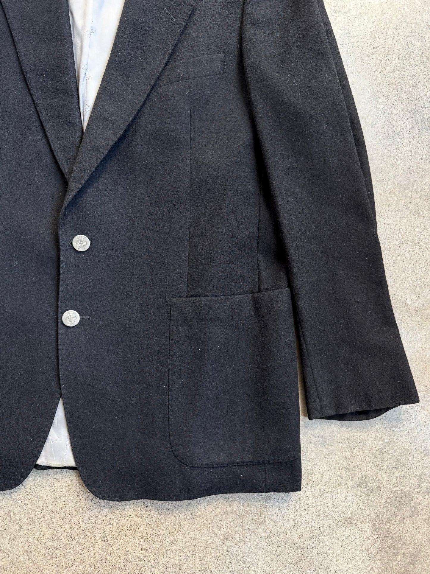 Vintage 1980s Vivara by Emilio Pucci Black Wool & Cashmere Suit Jacket | 42