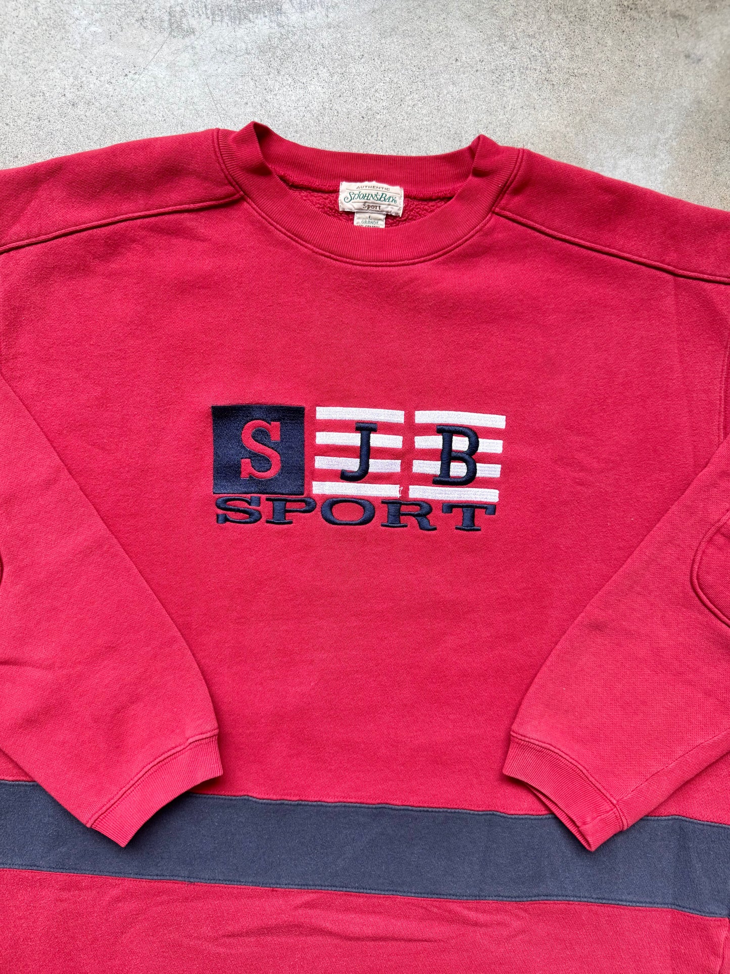 Vintage 1990s St. John’s Bay Sport Embroidered Red Crewneck Sweatshirt | Large