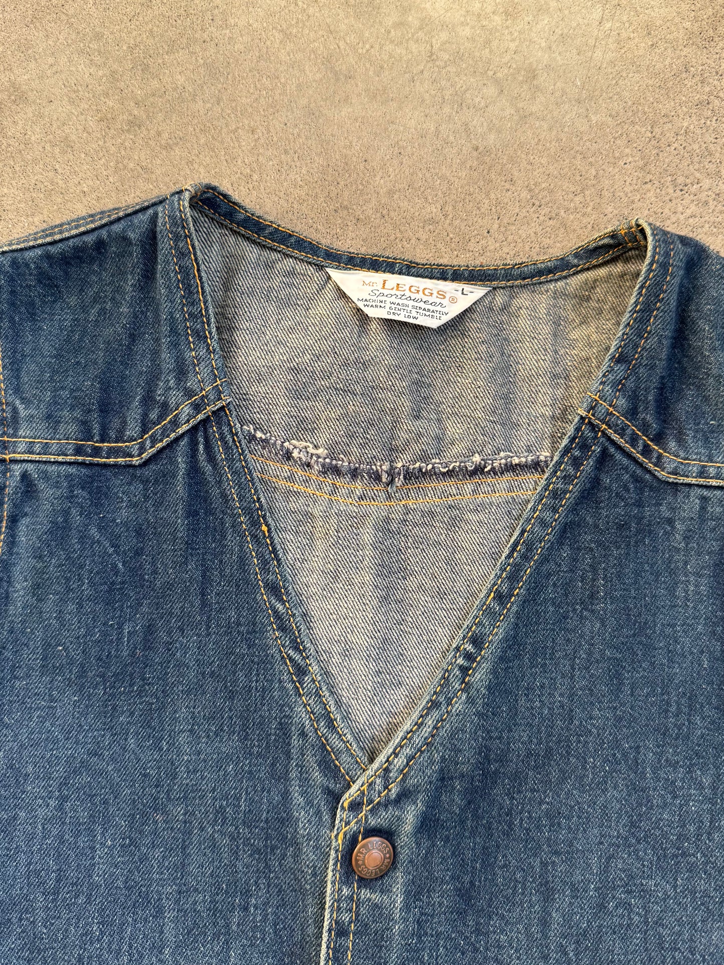 Vintage 1970s Mr. Leggs Denim Vest Top | Youth L