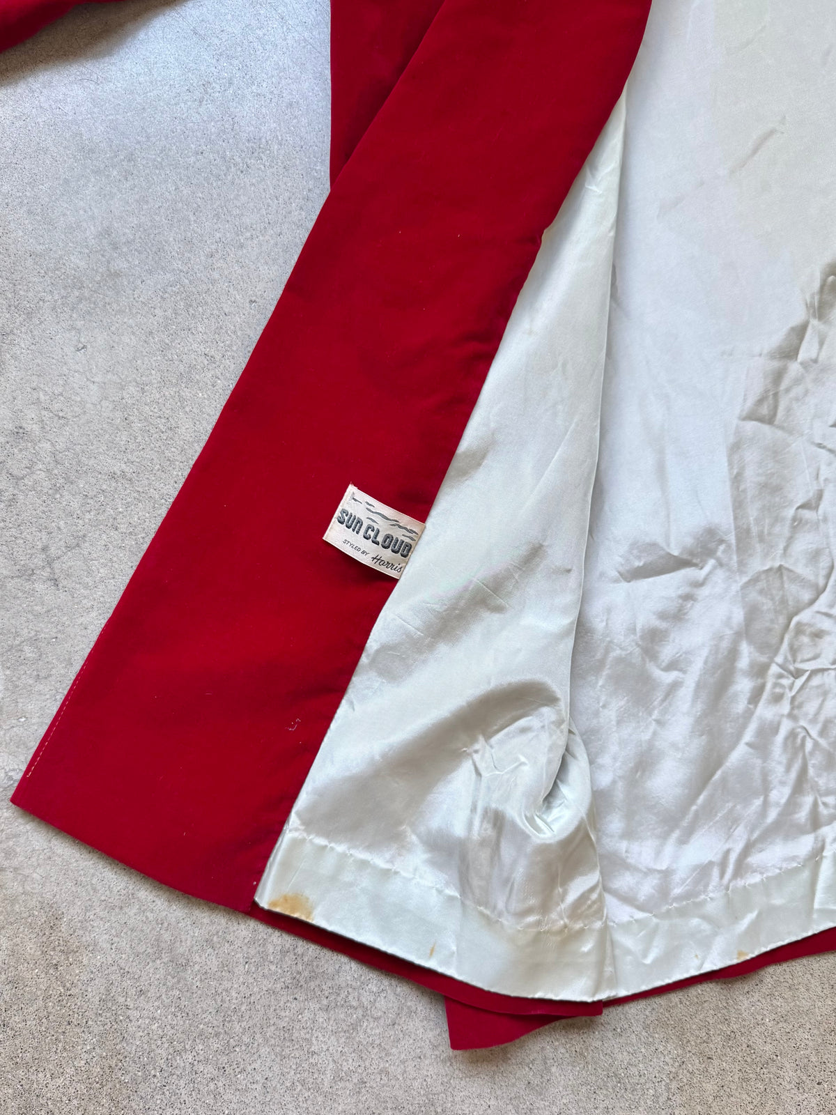 Vintage 1950s Sun Cloud by Harris Red Velvet Hooded Coat | Large