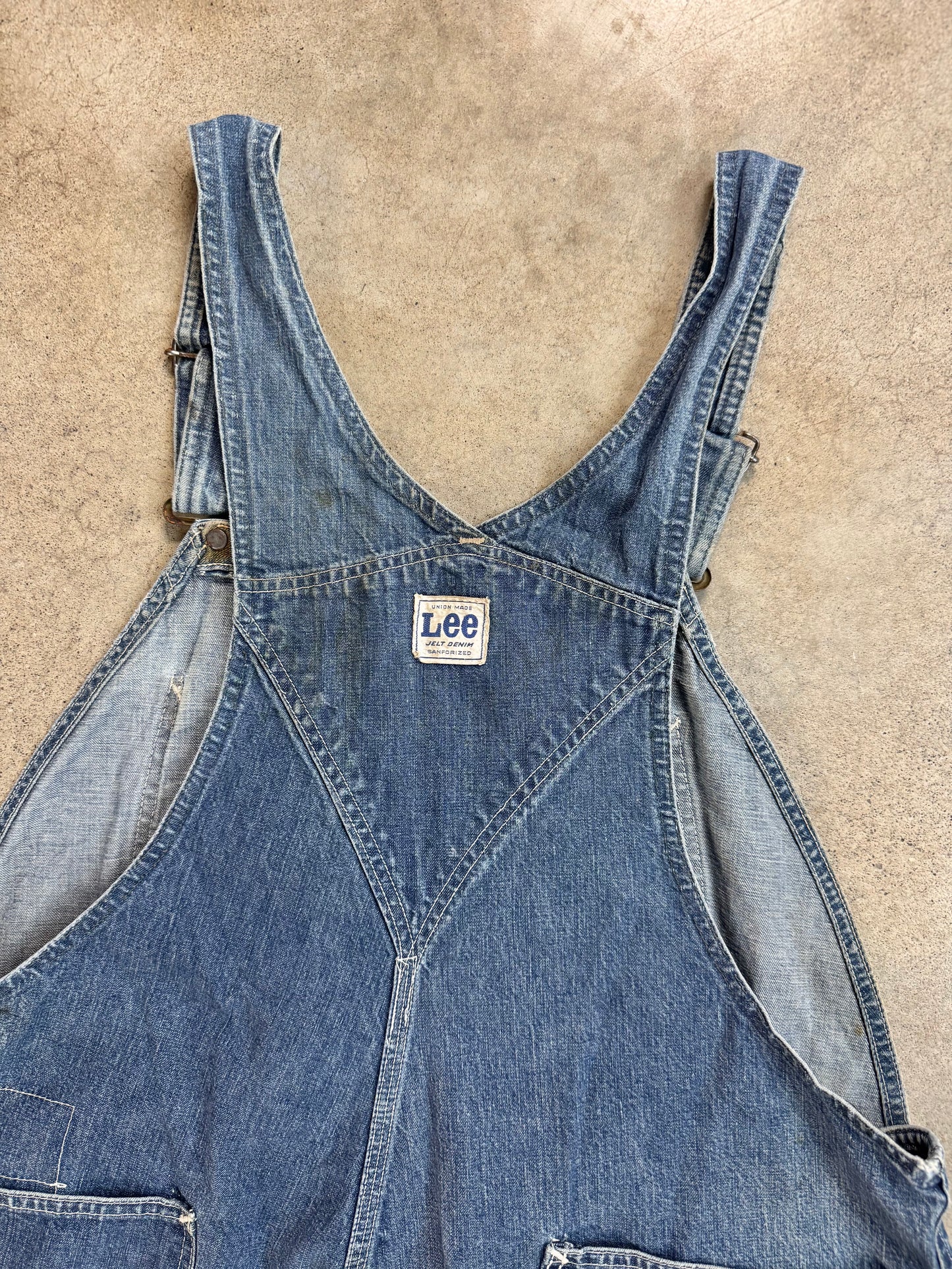 Vintage 1960s Lee Distressed Denim Overalls | XL