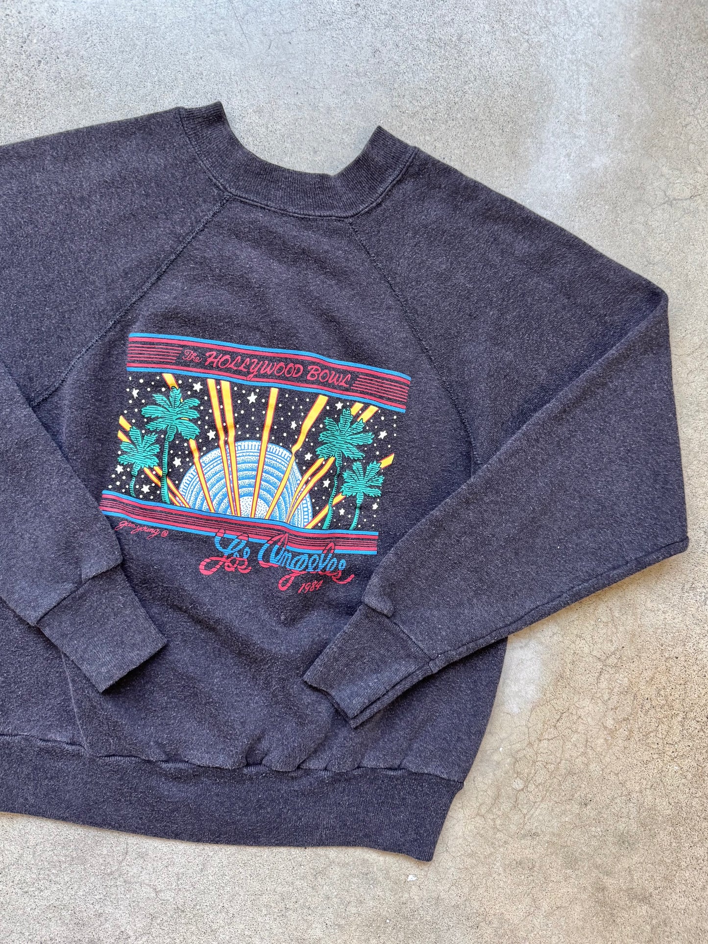 Vintage 1984 Hollywood Bowl Graphic Raglan Sweatshirt | Youth M/L