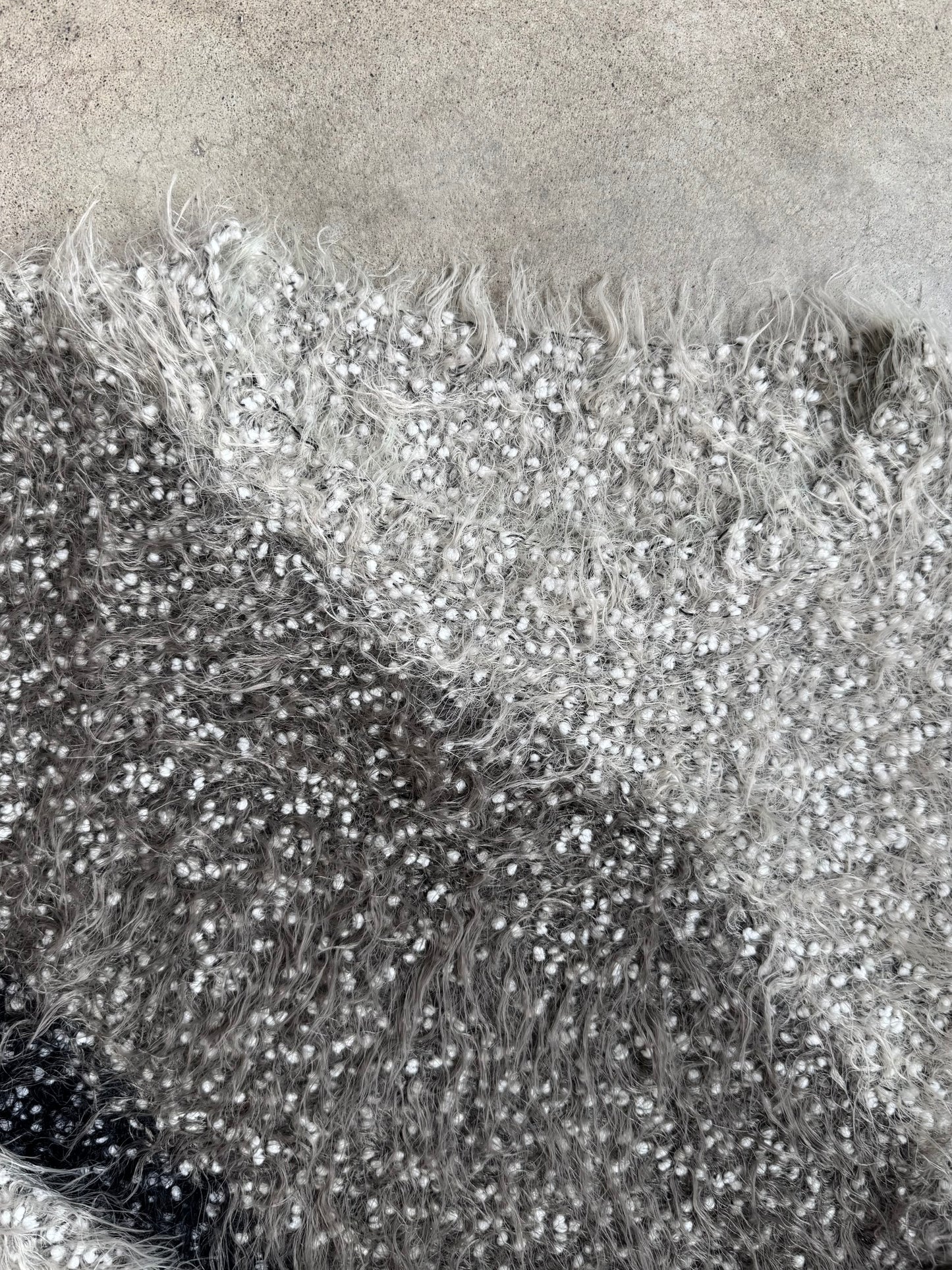 Vintage 1990s Hand Knit Tri-Color Fuzzy Knit Sweater | Medium