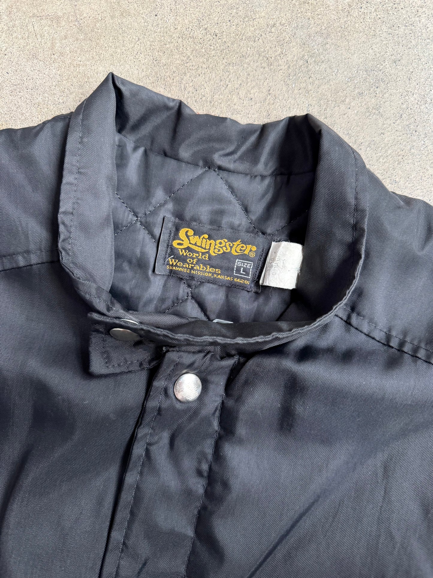 Vintage 1980s Swingster Black Dunlop Racing Jacket | Large