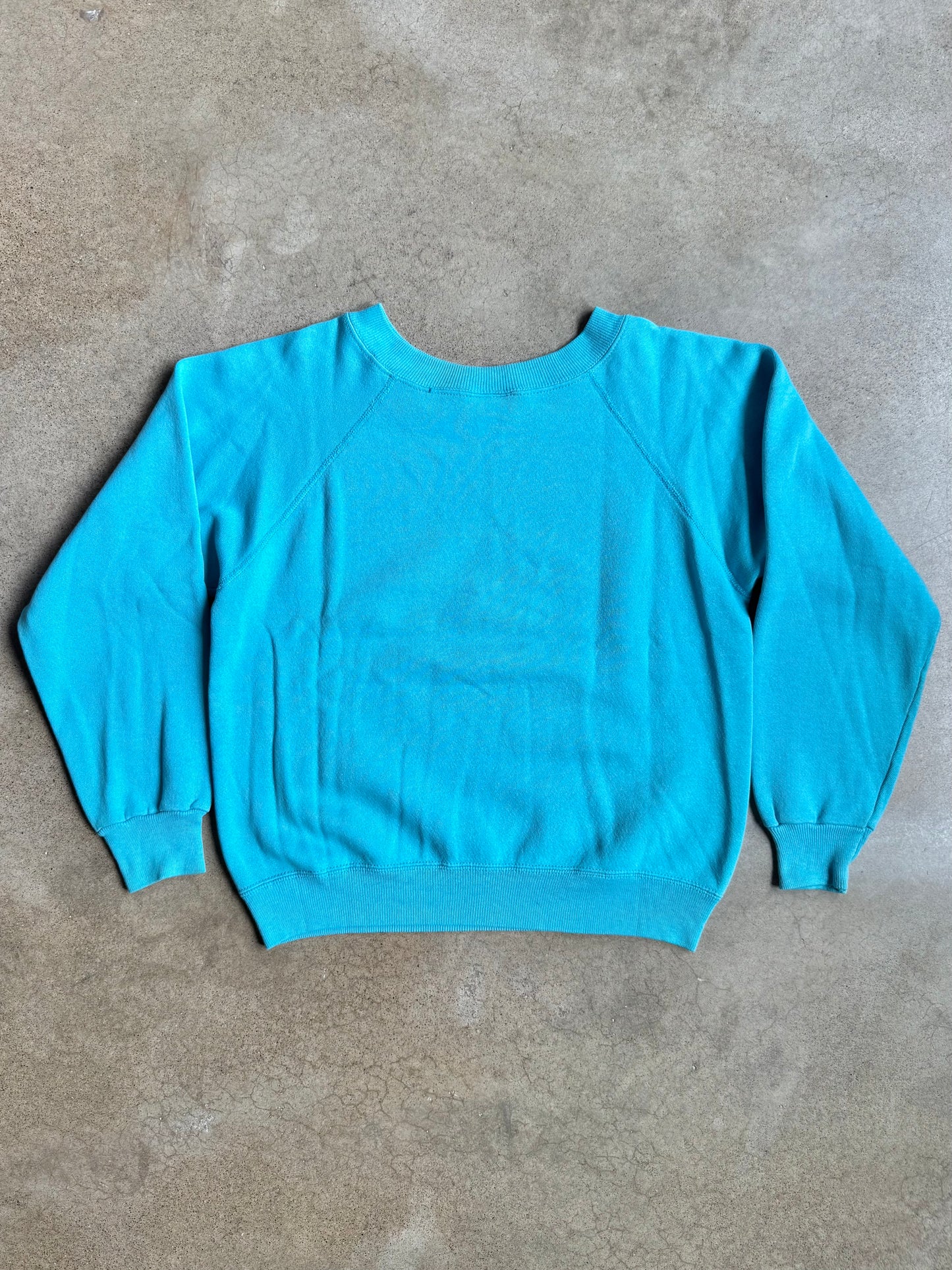 Vintage 1980s Aqua Blue Raglan Sweatshirt | Medium