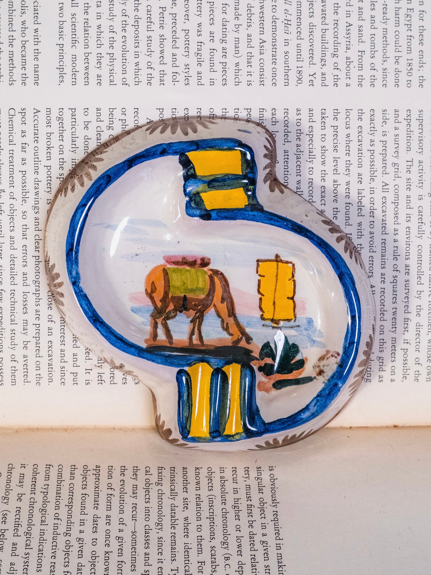 Vintage 1950s Peruvian Ceramic Hand-Painted Alpaca Ashtray