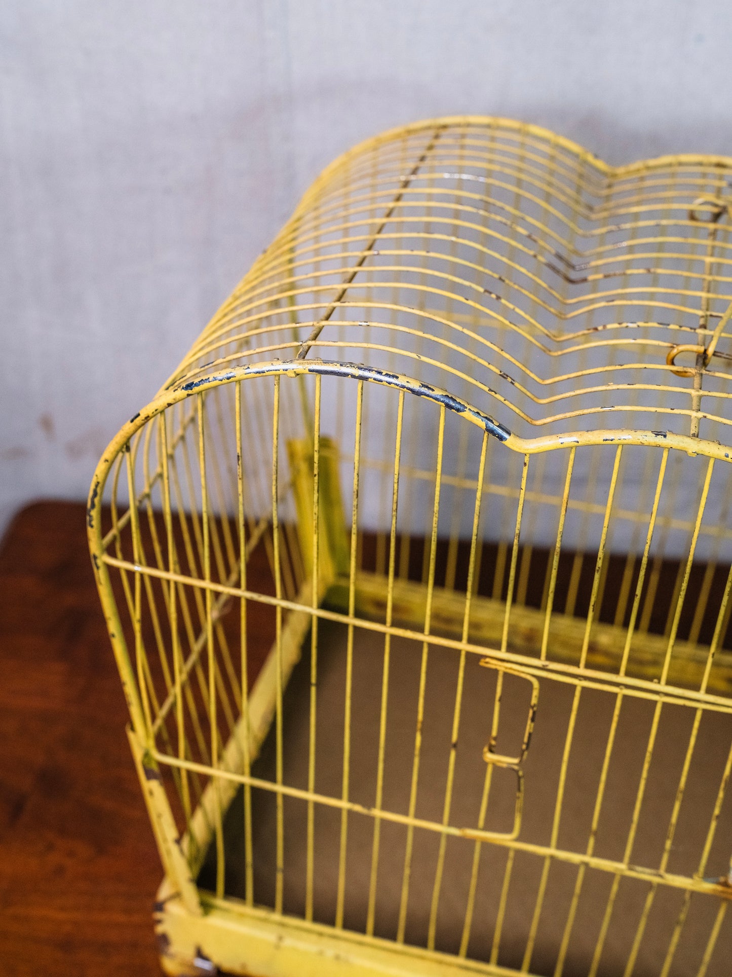 Vintage Yellow Metal Bird Cage