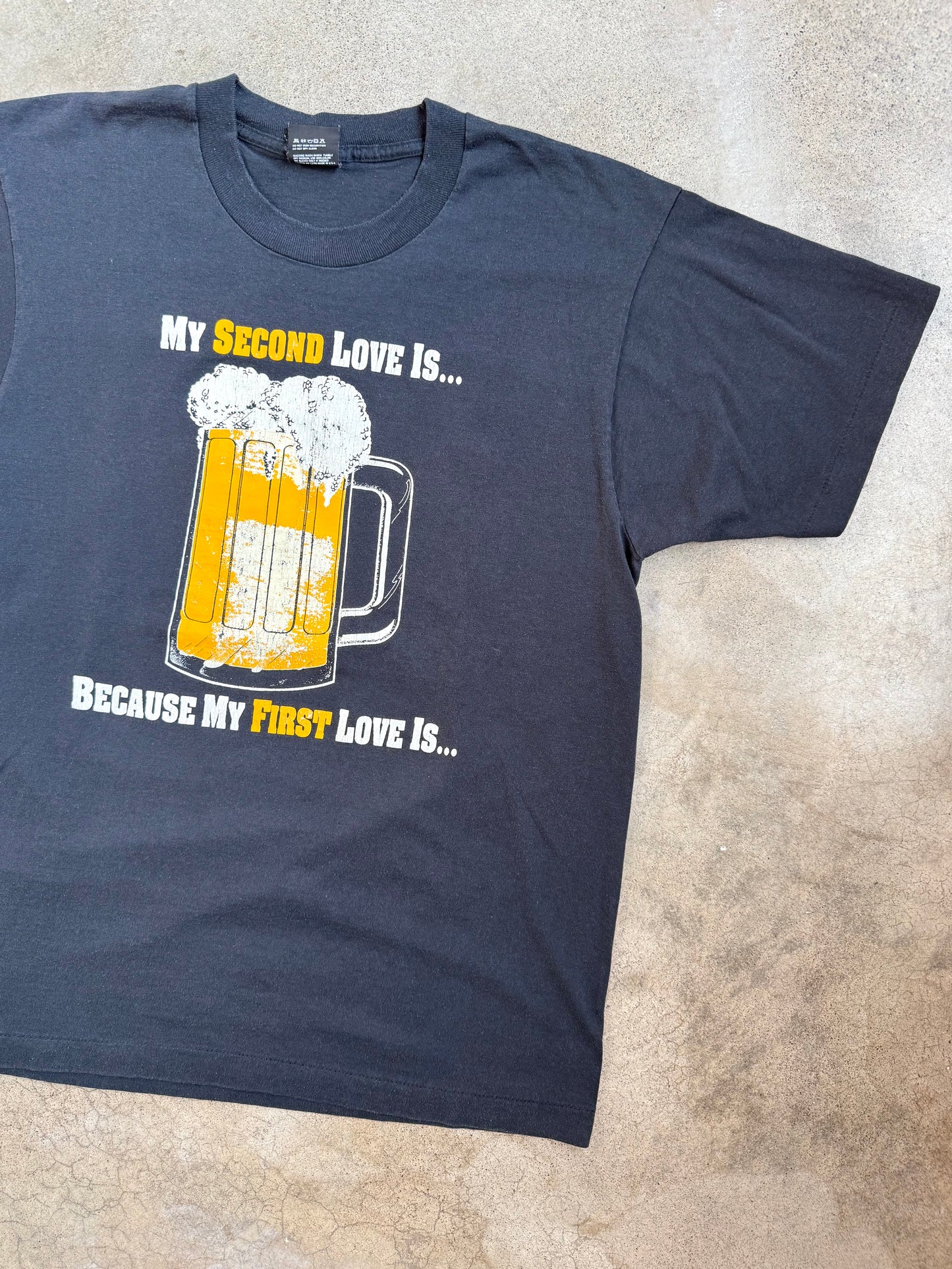 Vintage 1980s "My Second Love Is Beer, Because My First Love Is..." Innuendo Graphic Tee | Large