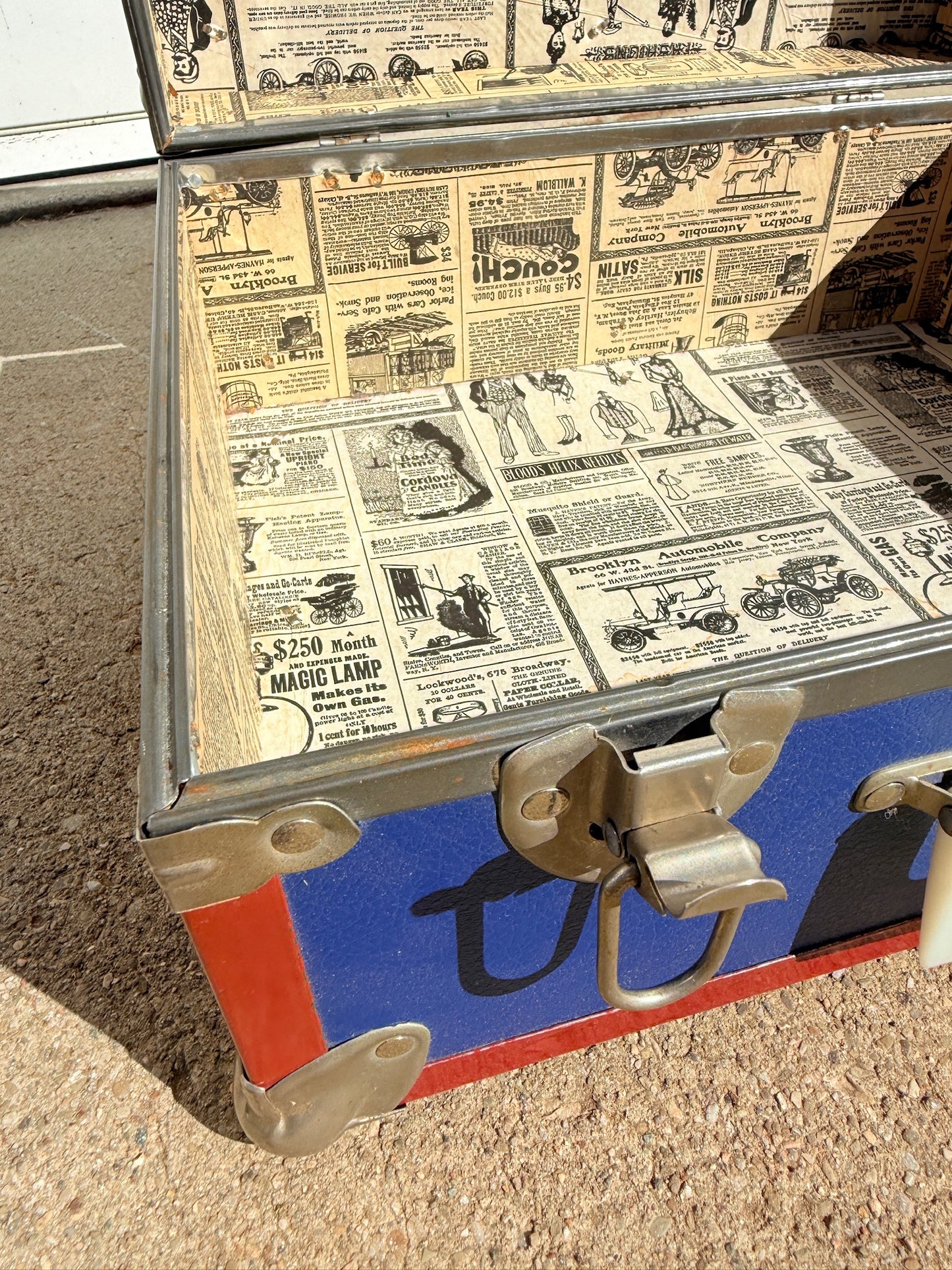 Vintage 1970s Sears Blue & Red Roller Skate Carrying Case