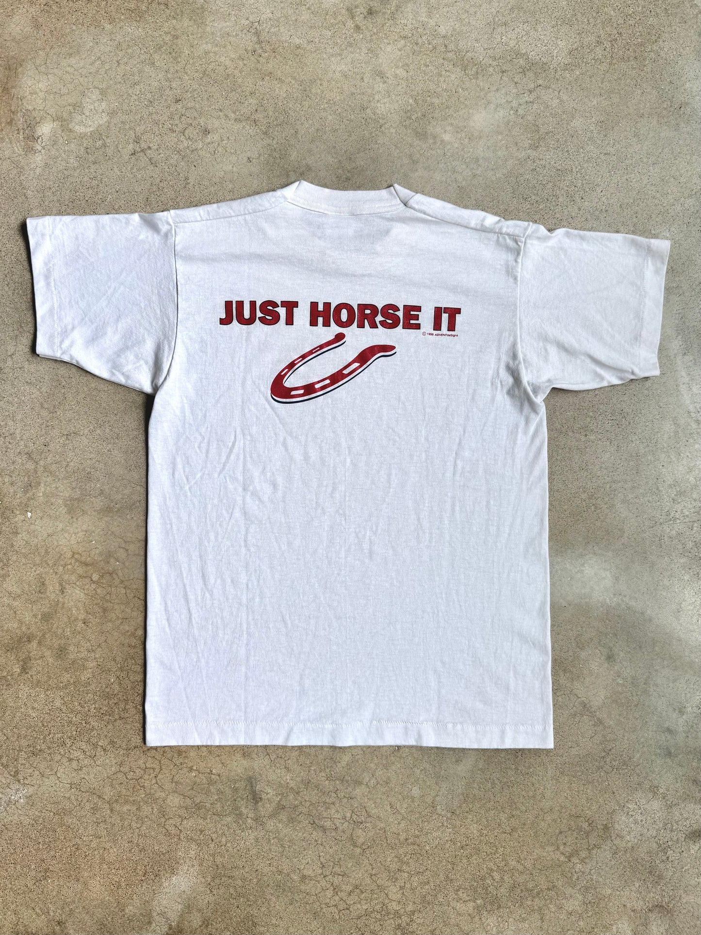 Vintage 1990s “Just Horse It” White Graphic Tee | Medium