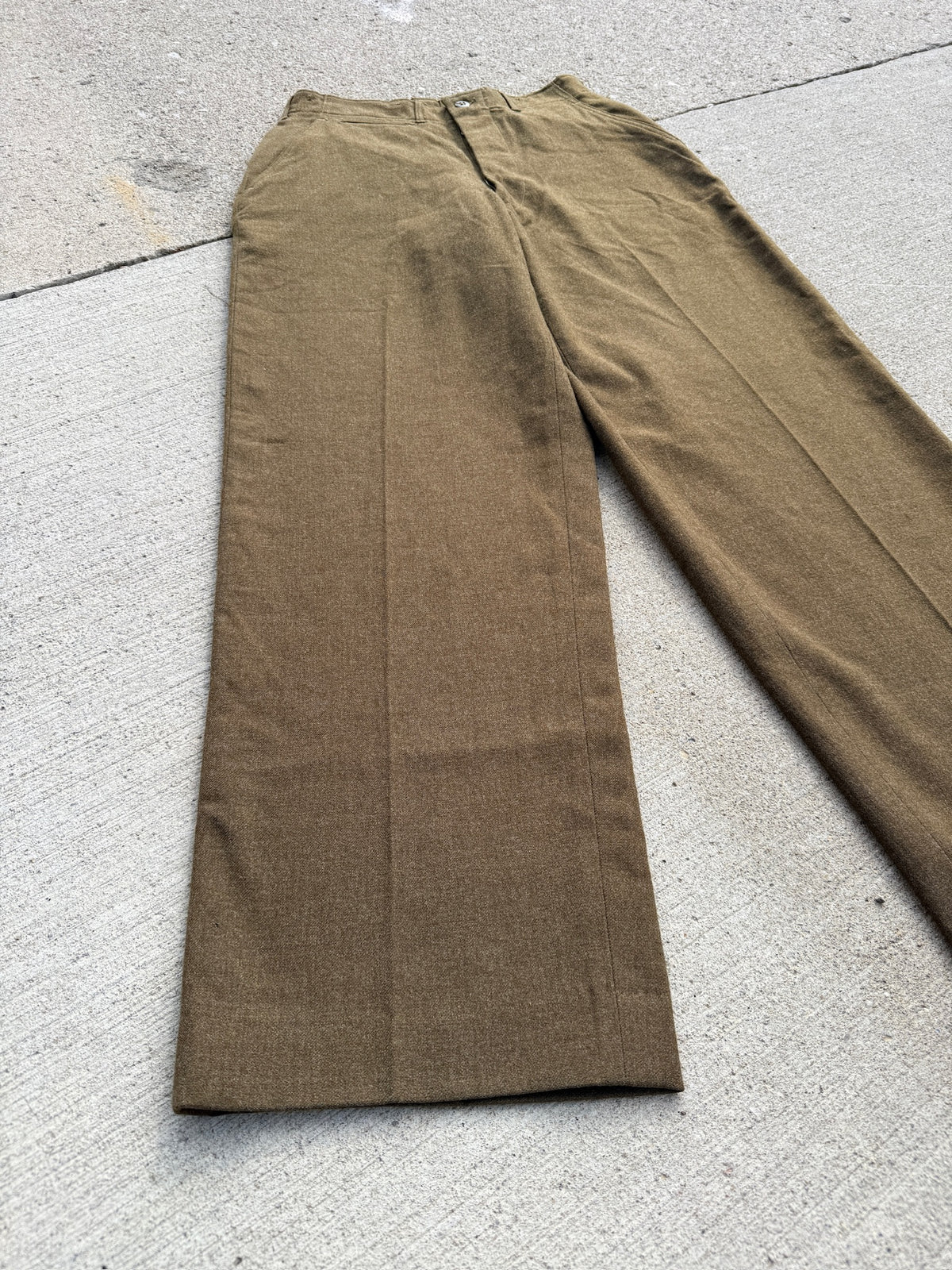 Vintage 1940's WW2 Green Wool High Waist Trousers