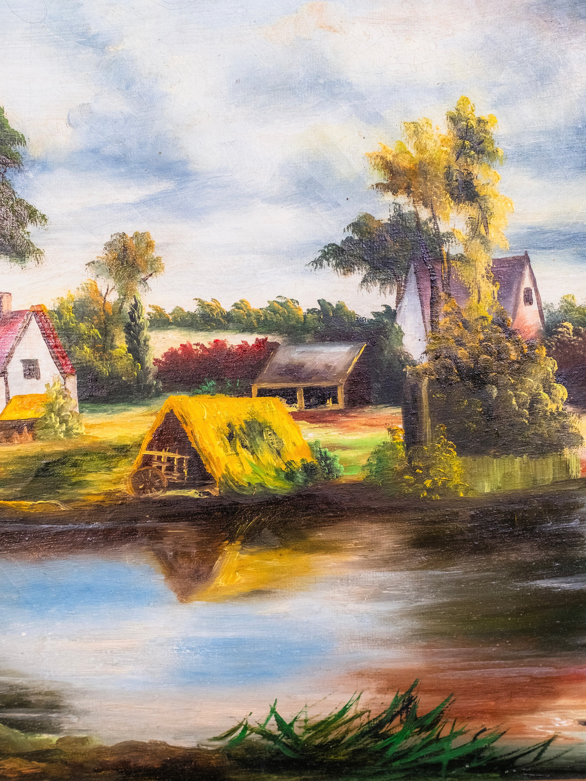 Framed Harold Harrington Betts “Waterfront Homestead” Landscape Oil Painting | Signed
