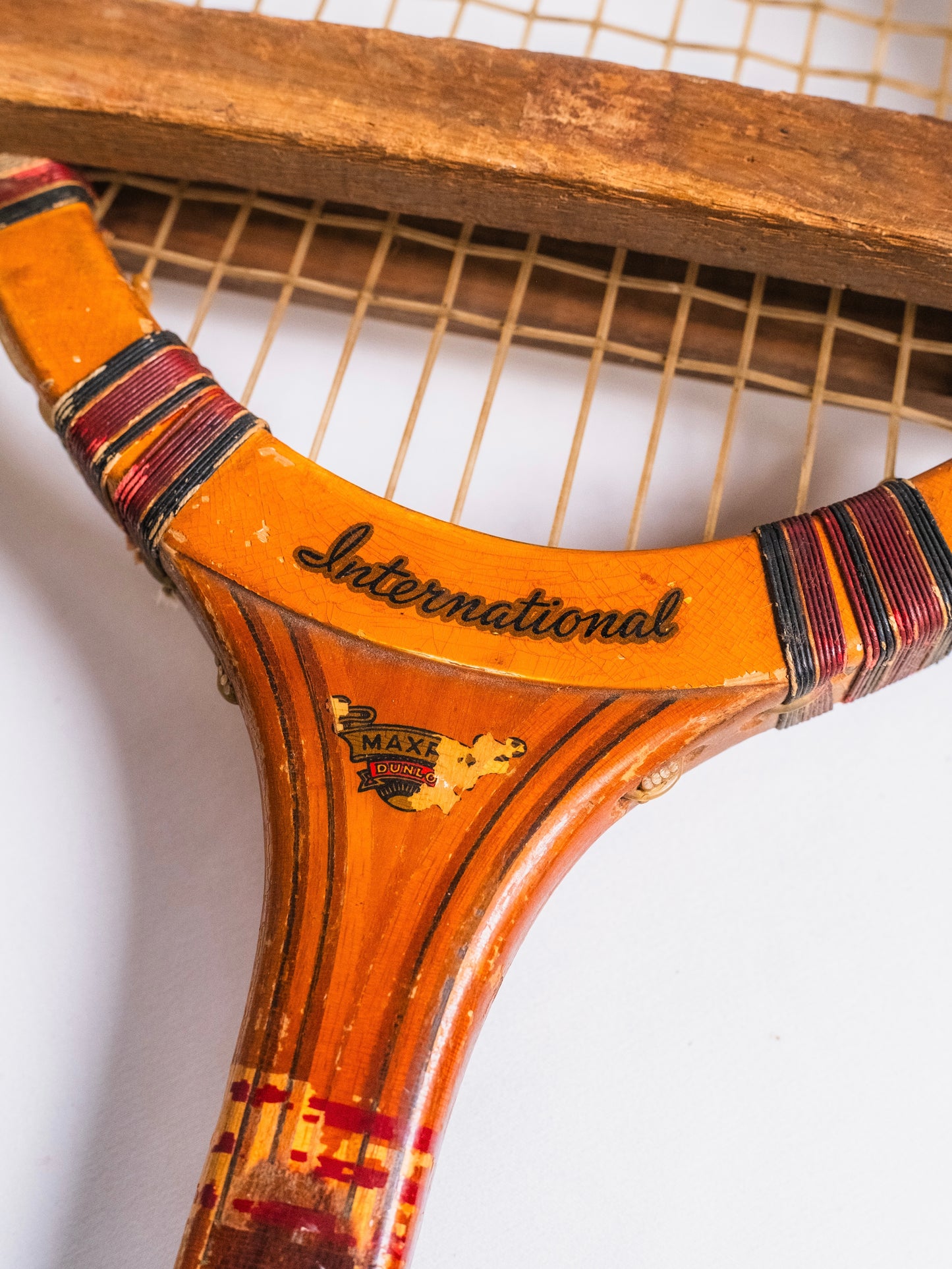 Vintage 1920’s Dunlop Maxply International Wooden Tennis Racket w/ Head Press