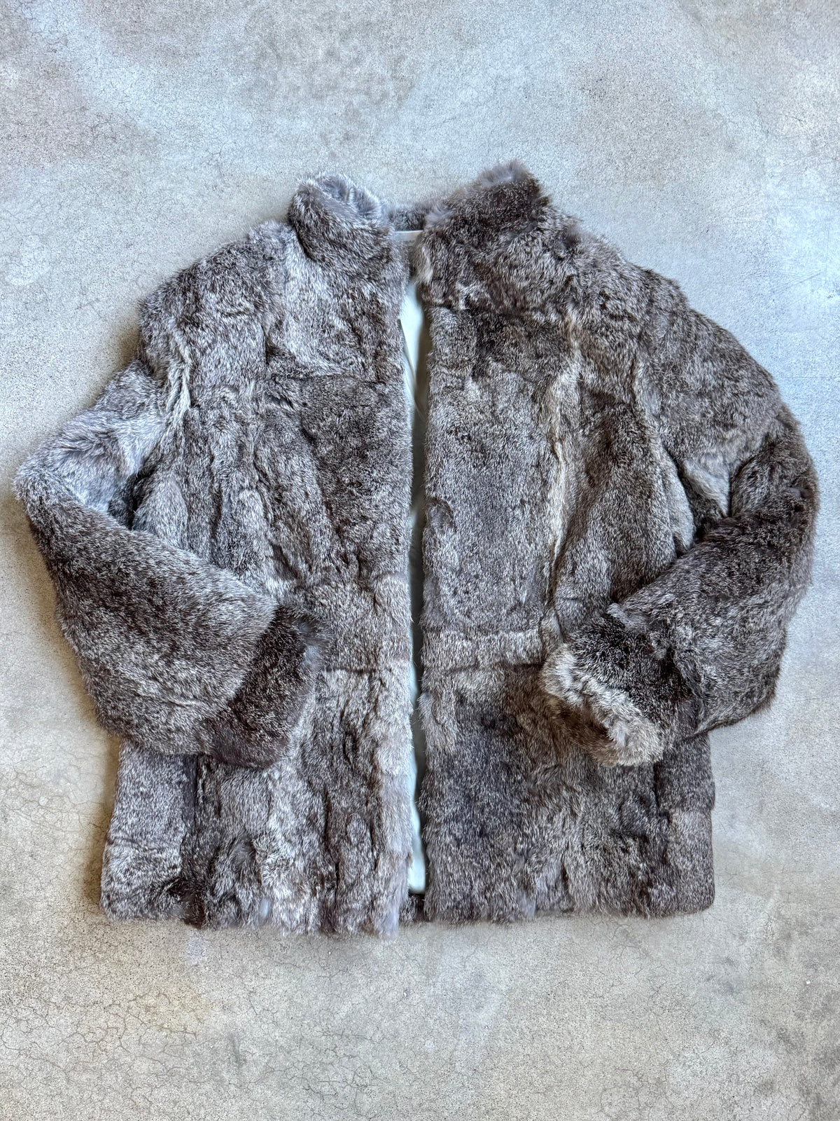 Vintage 1980s Somerset Furs Grey Rabbit Fur Coat | Medium