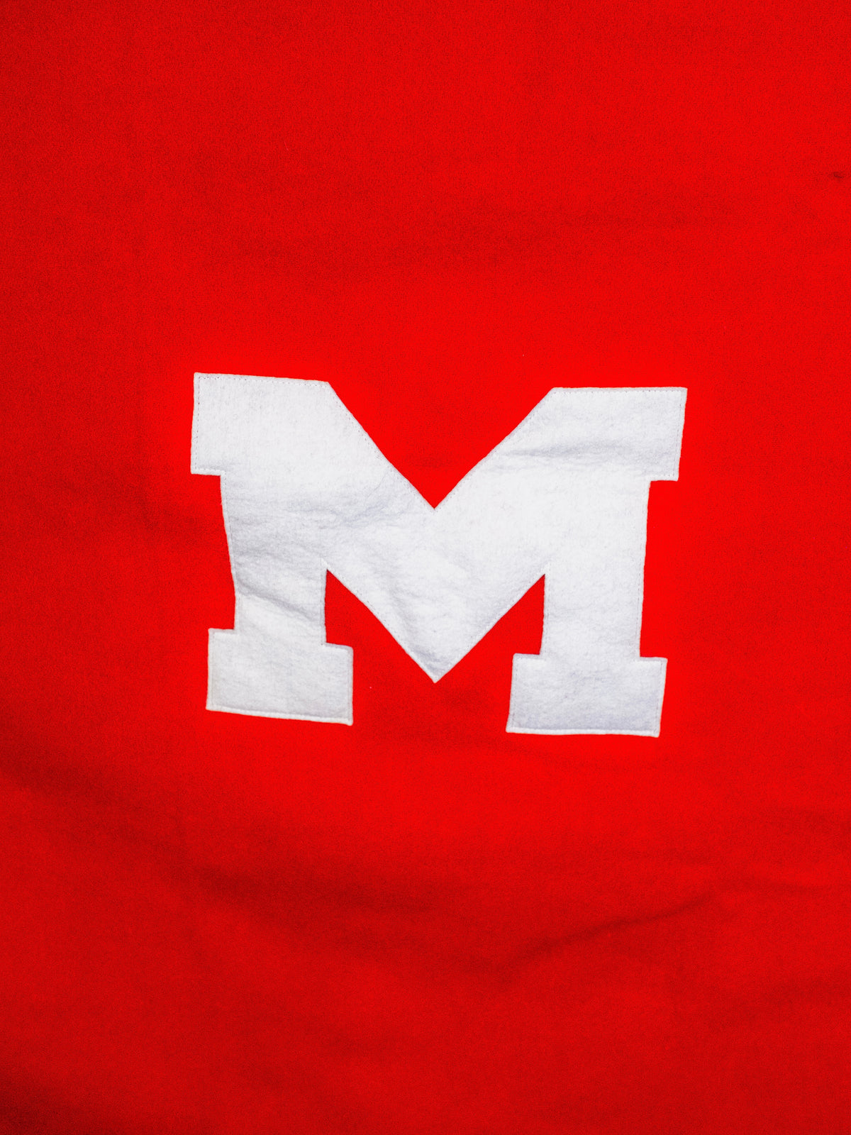 Vintage Red Wool “M” Patch Stadium Blanket