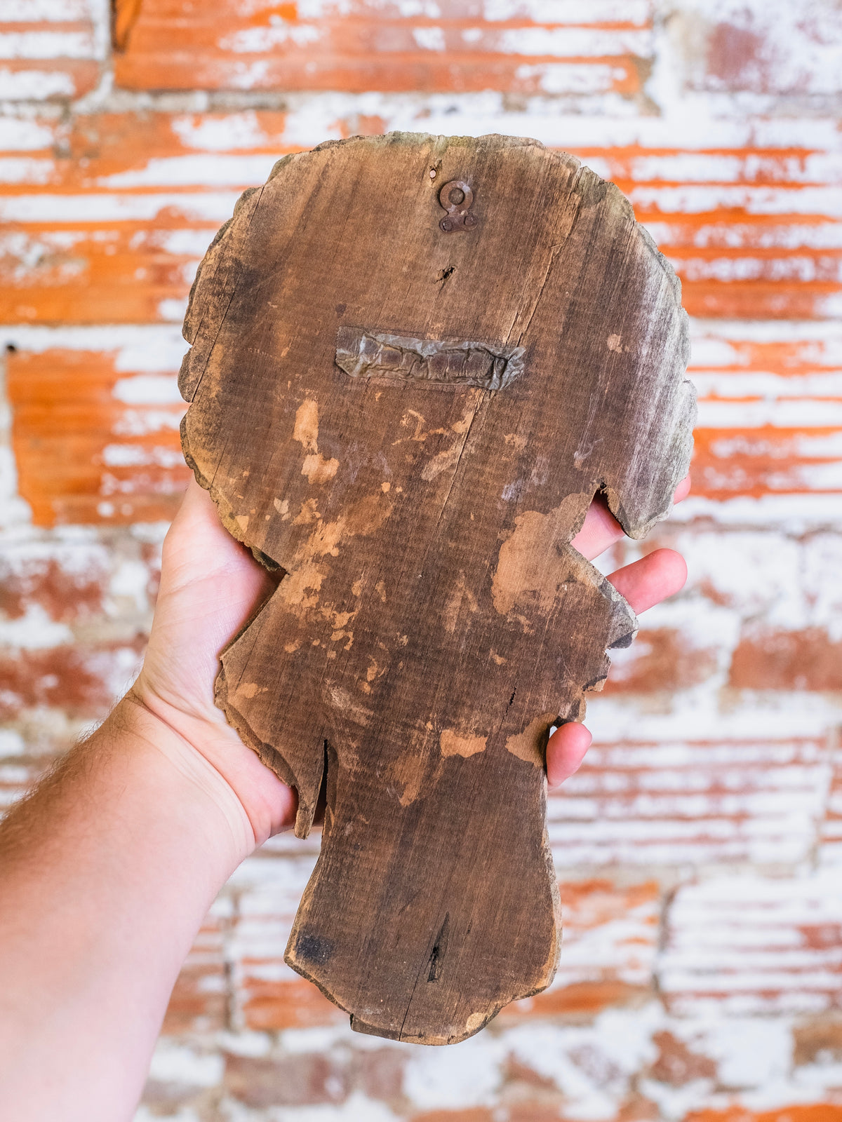 Vintage Hand-Carved Wood Latin Folk Art “Girl Carrying Fruit Basket” Wall Hanging