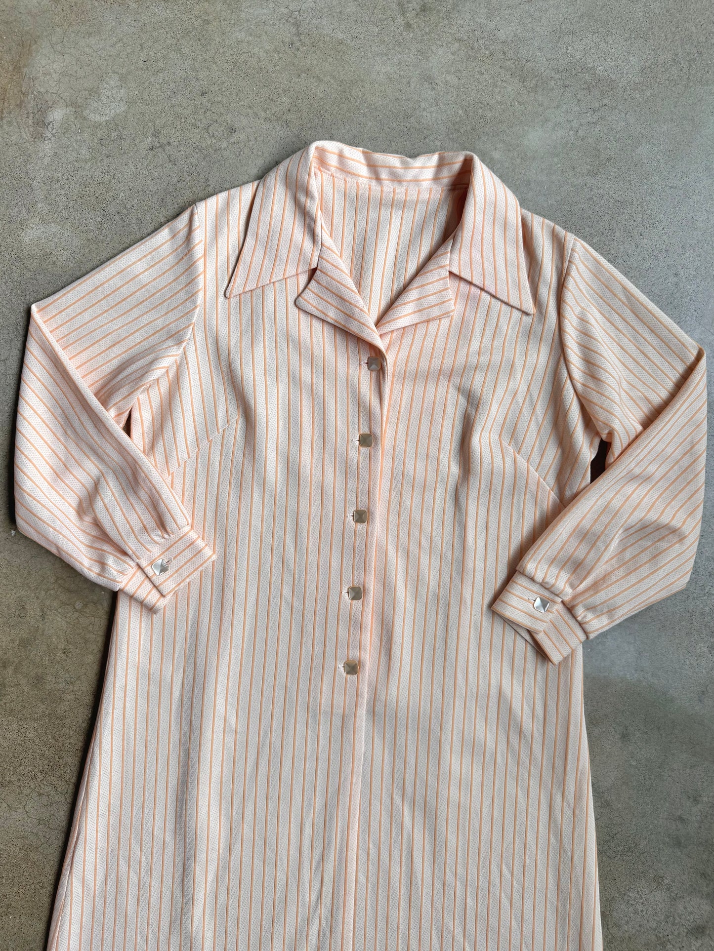 Vintage 1960s Orange Striped Long Sleeve Shirt Dress | Large