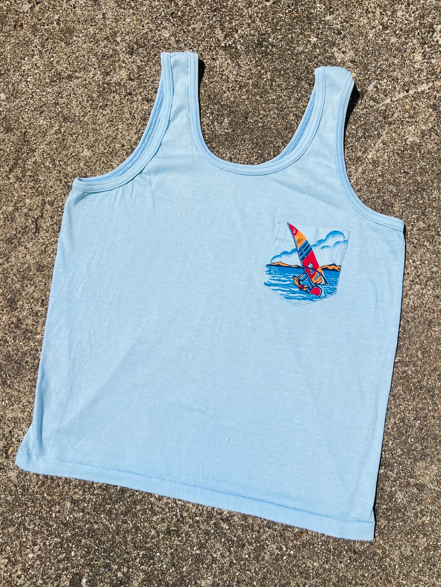 Vintage 1970s/80s Windsurfing Graphic Pocket Tank Top