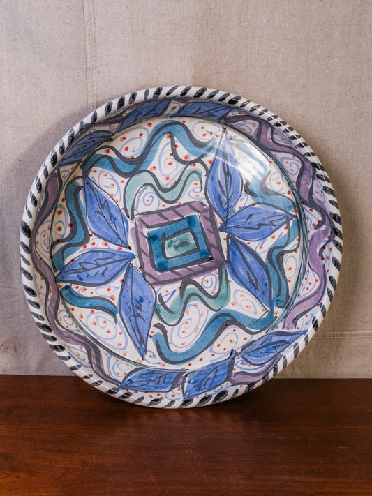 Vintage Studio Pottery Hand-Painted Large Centerpiece Bowl